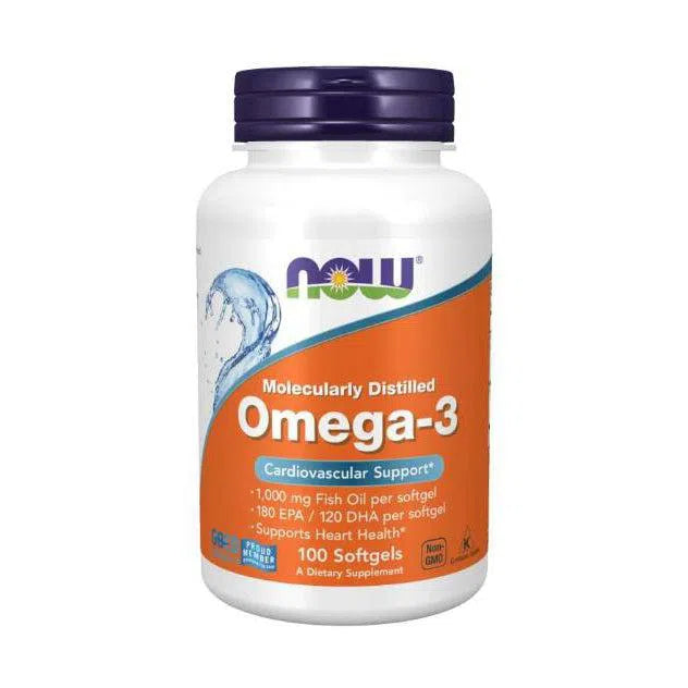 NOW Omega-3, Molecularly Distilled-200 softgels-N101 Nutrition