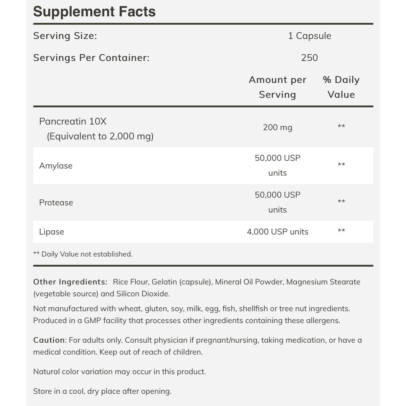 NOW Pancreatin 2000-250 caps-N101 Nutrition