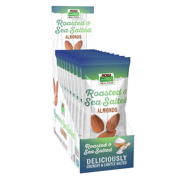 NOW Real Food Almonds-Box (10 packs)-Roasted & Sea Salted-N101 Nutrition