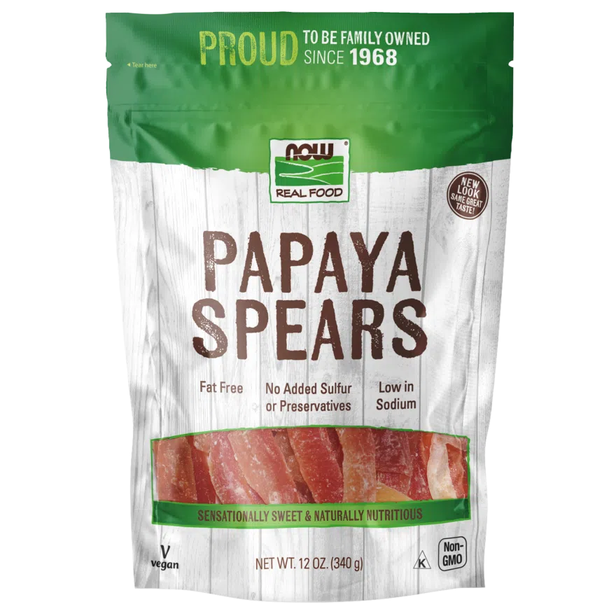 NOW Real Food Papaya Spears-12 oz (340 g)-N101 Nutrition