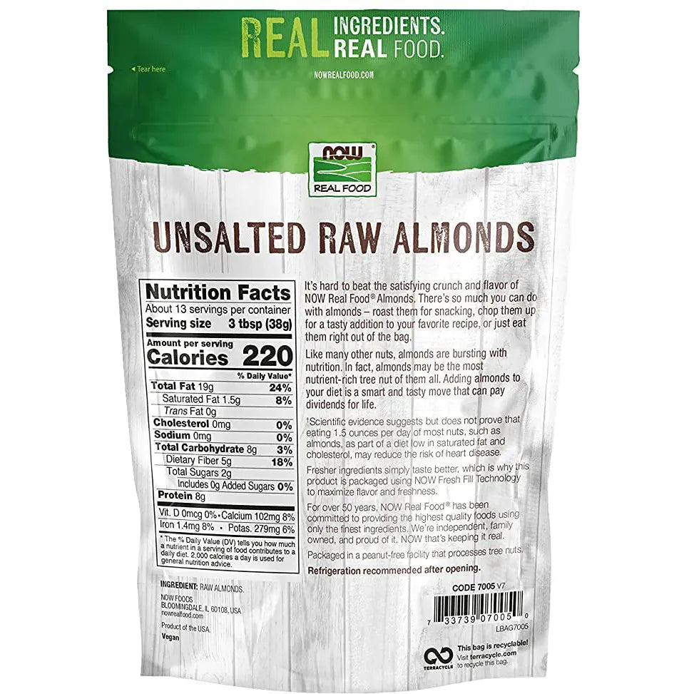 NOW Real Food Raw Almonds, Unsalted-N101 Nutrition