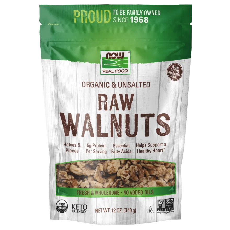 NOW Real Food Raw Walnuts, Organic & Unsalted-12 oz (340 g)-N101 Nutrition