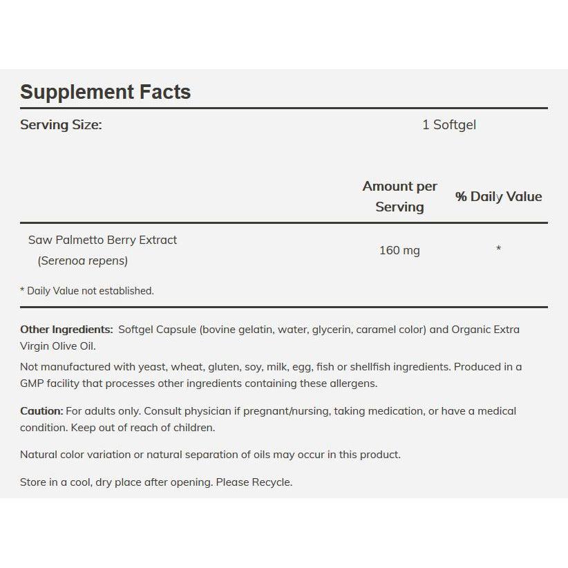 NOW Saw Palmetto Extract 160 mg-120 softgels-N101 Nutrition