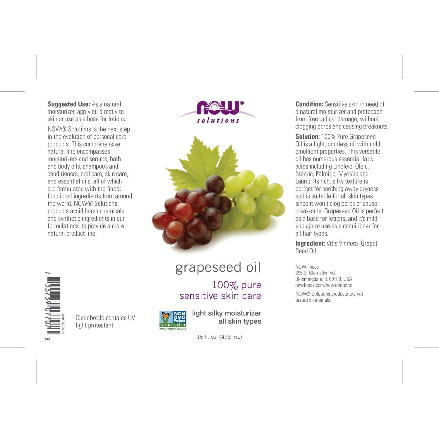 NOW Solutions Grapeseed Oil-16 fl.oz.-N101 Nutrition