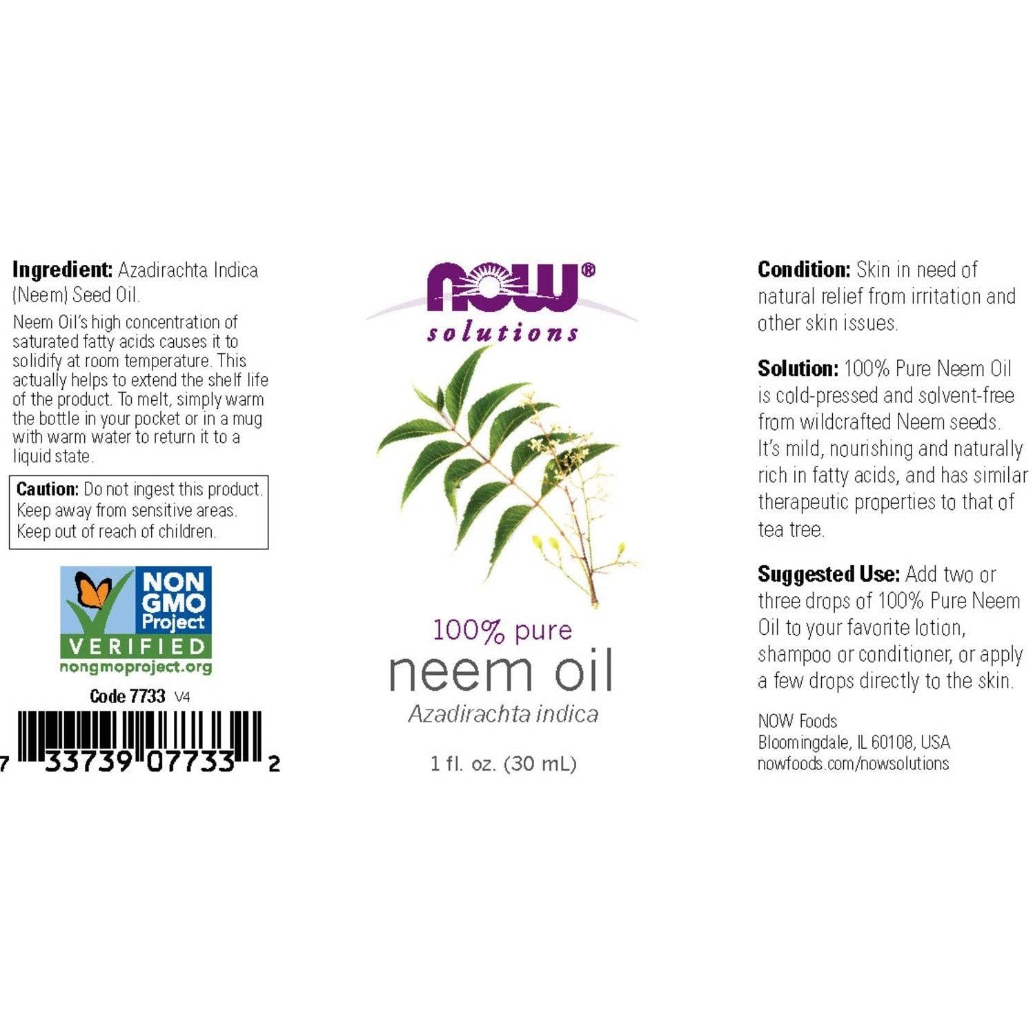 NOW Solutions Neem Oil-1 fl oz (30 mL)-N101 Nutrition