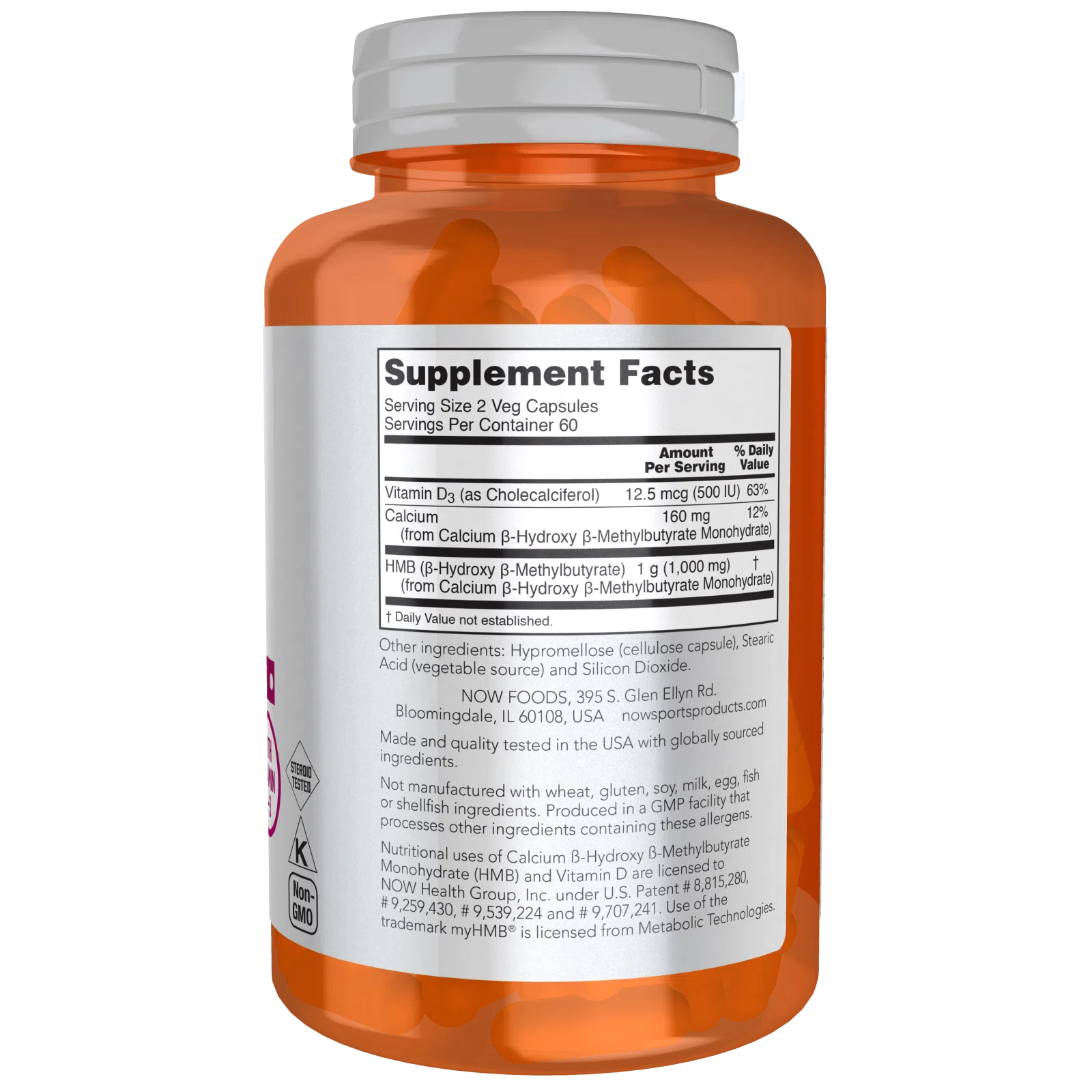 NOW Sports HMB 500 mg-120 veg capsules-N101 Nutrition