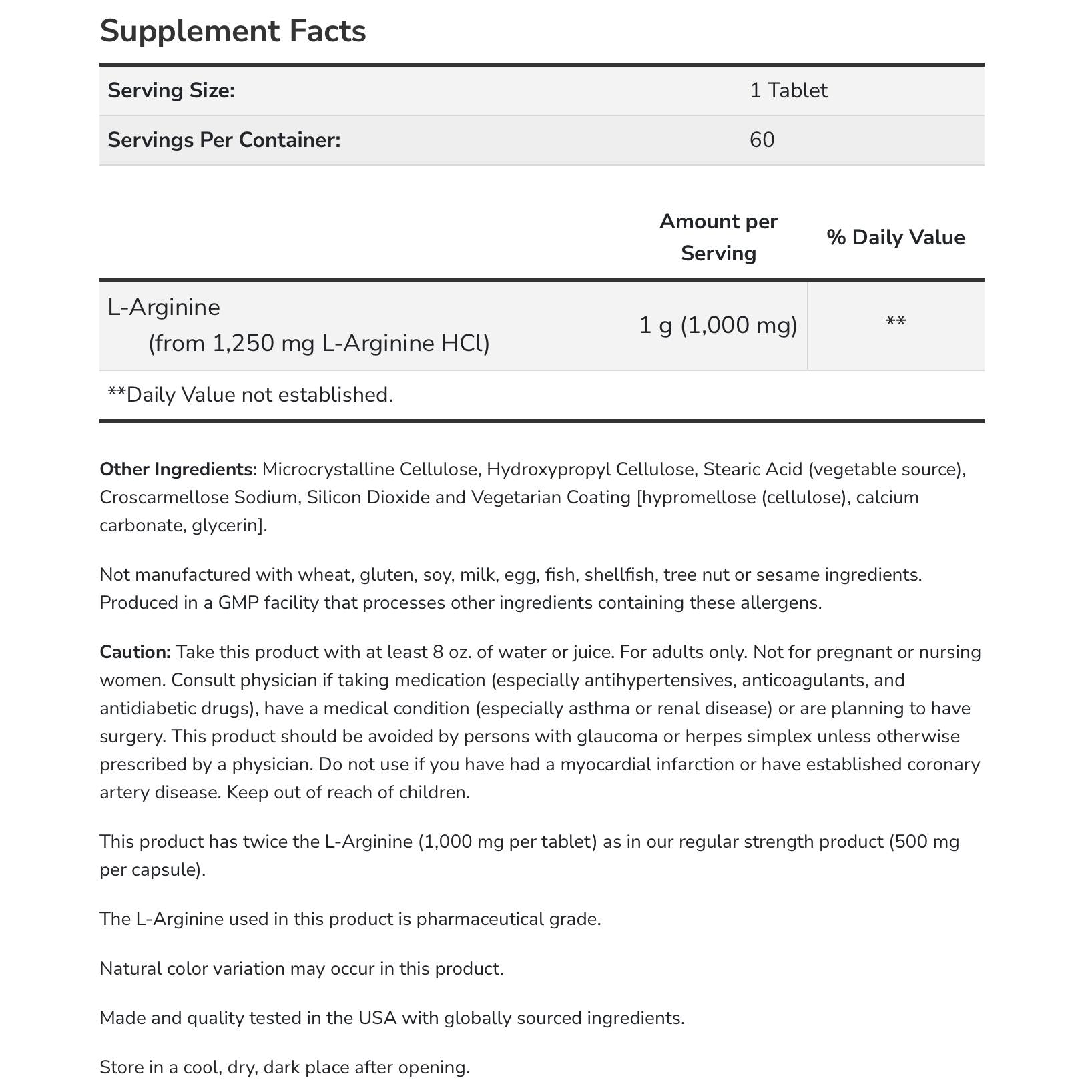 NOW Sports L-Arginine 1000 mg, Double Strength Tablets-180 tablets-N101 Nutrition