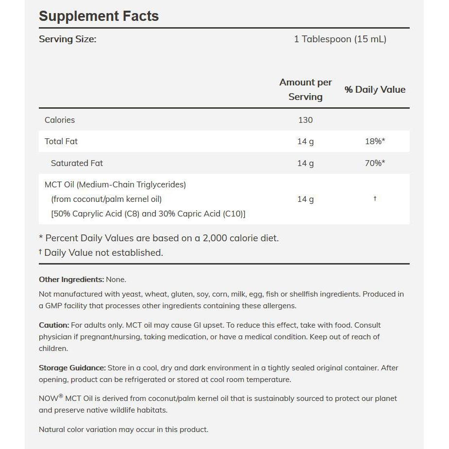 NOW Sports MCT Oil Liquid-32 fl oz (946 mL)-N101 Nutrition