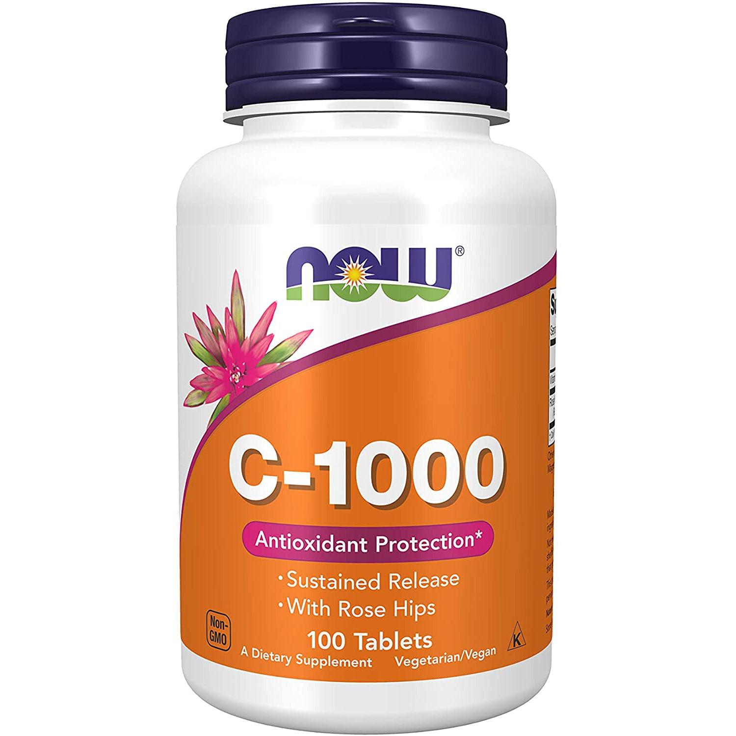 NOW Vitamin C-1000 Sustained Release Tablets-100 tablets-N101 Nutrition