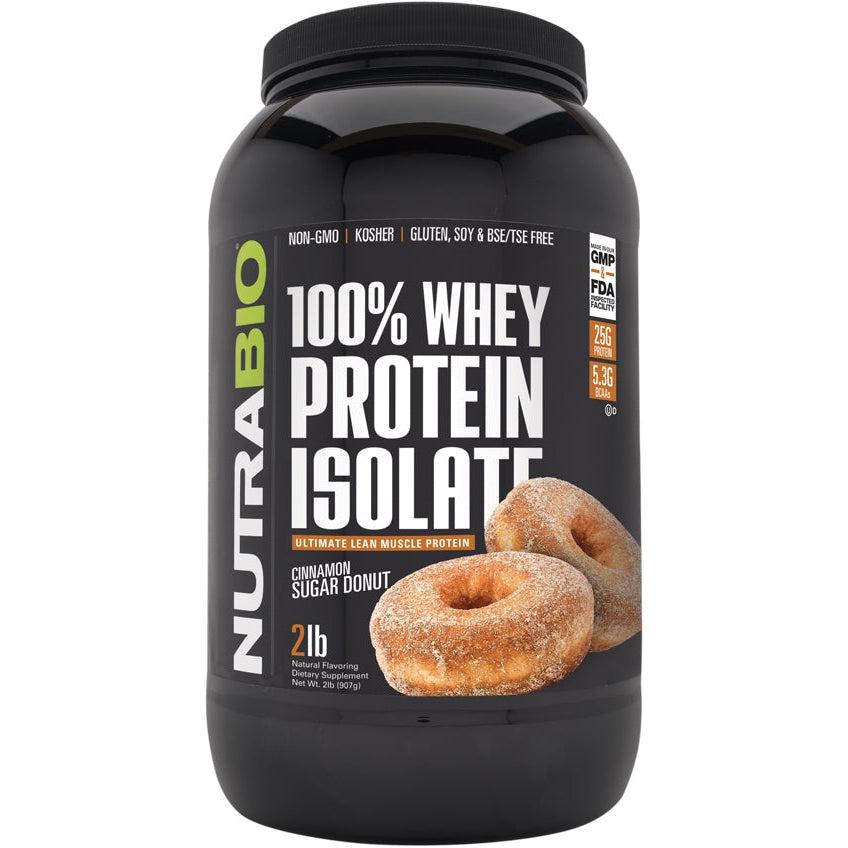 NutraBio 100% Whey Protein Isolate-2 lbs-Cinnamon Sugar Doughnut-N101 Nutrition