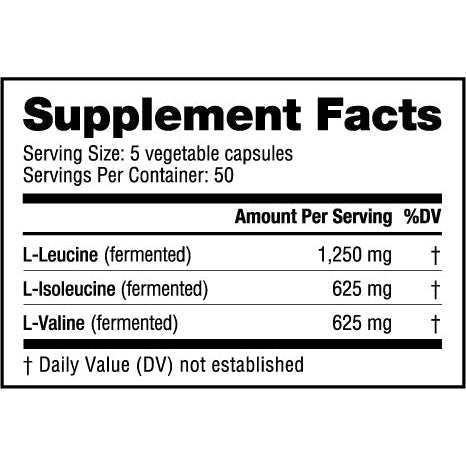 NutraBio BCAA 2500-250 veggie capsules-N101 Nutrition