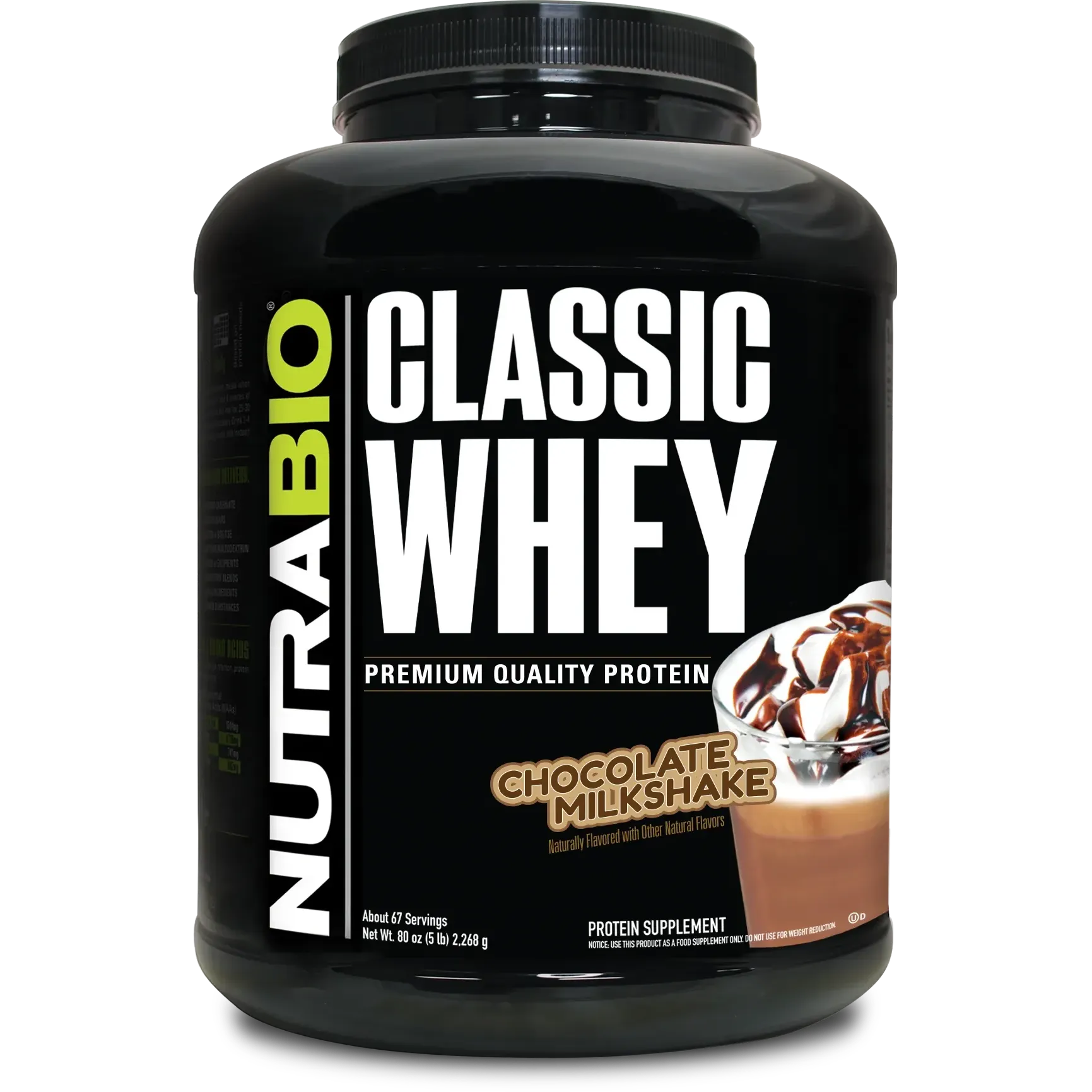 NutraBio Classic Whey-5 lbs-Chocolate Milkshake-N101 Nutrition