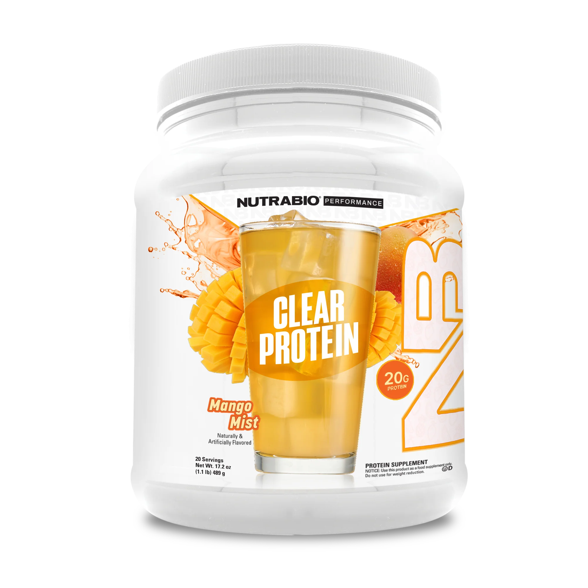 NutraBio CLEAR Whey Protein Isolate-20 servings-Mango Mist-N101 Nutrition