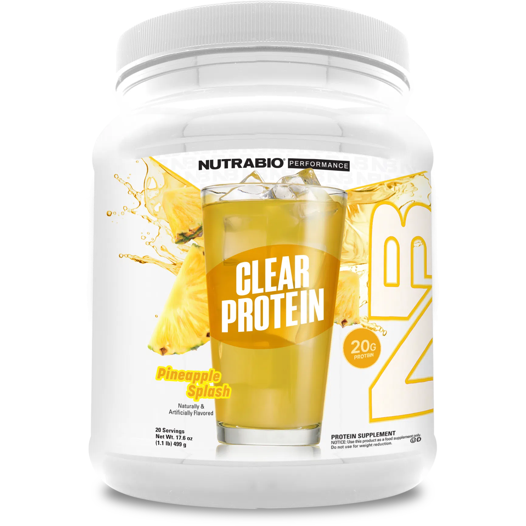 NutraBio CLEAR Whey Protein Isolate-20 servings-Pineapple Splash-N101 Nutrition