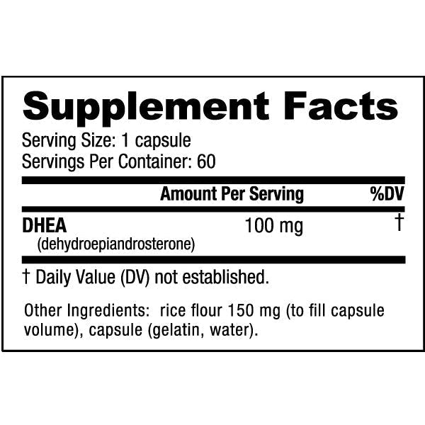 NutraBio DHEA 100 mg-60 capsules-N101 Nutrition