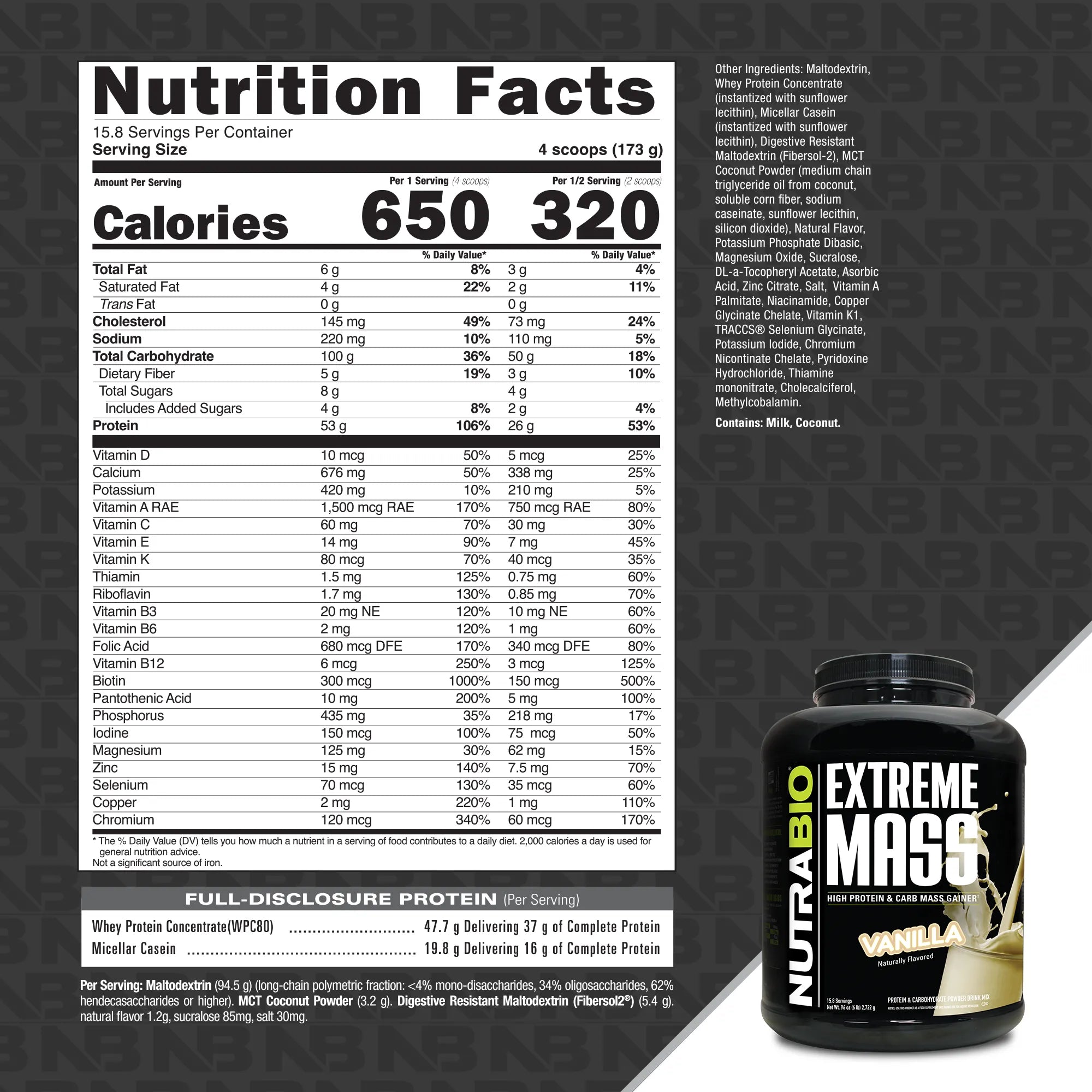 NutraBio Extreme Mass-N101 Nutrition