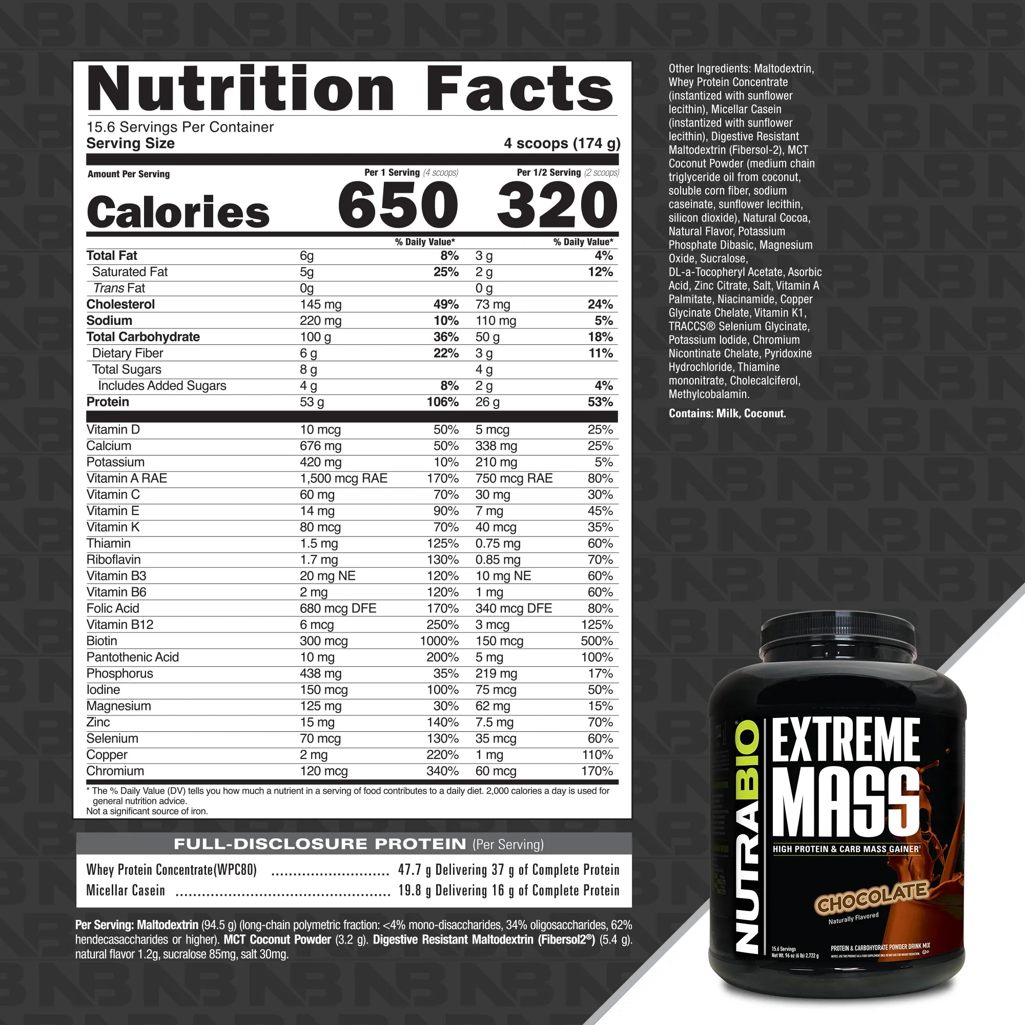 NutraBio Extreme Mass-N101 Nutrition