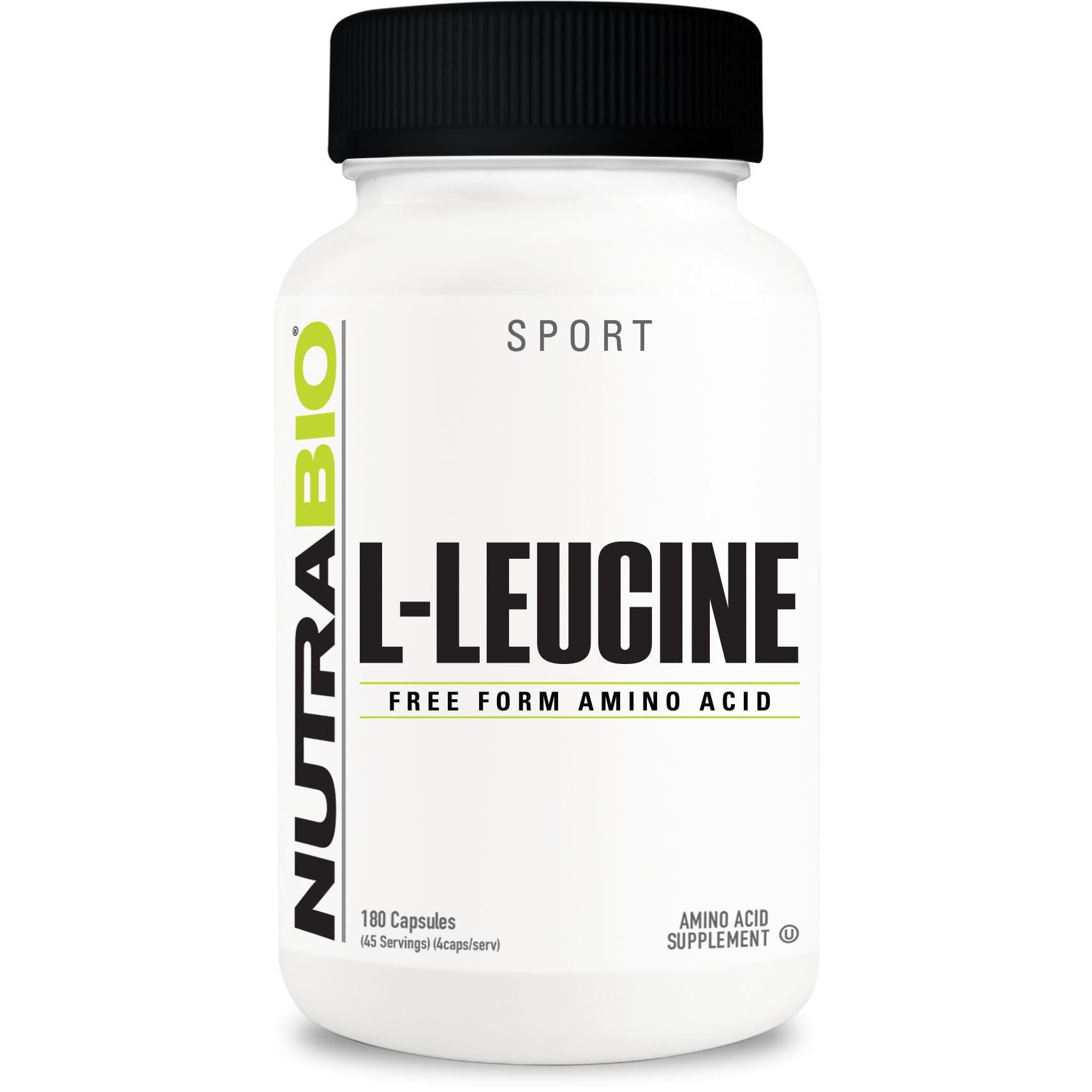 NutraBio L-Leucine Capsules-180 capsules-N101 Nutrition