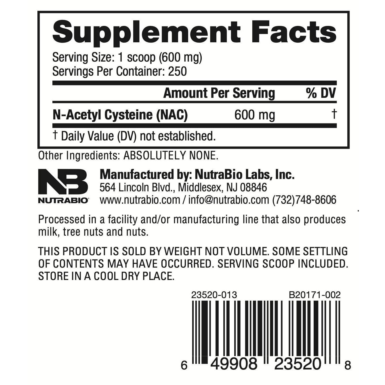 NutraBio NAC Powder-150 g-N101 Nutrition