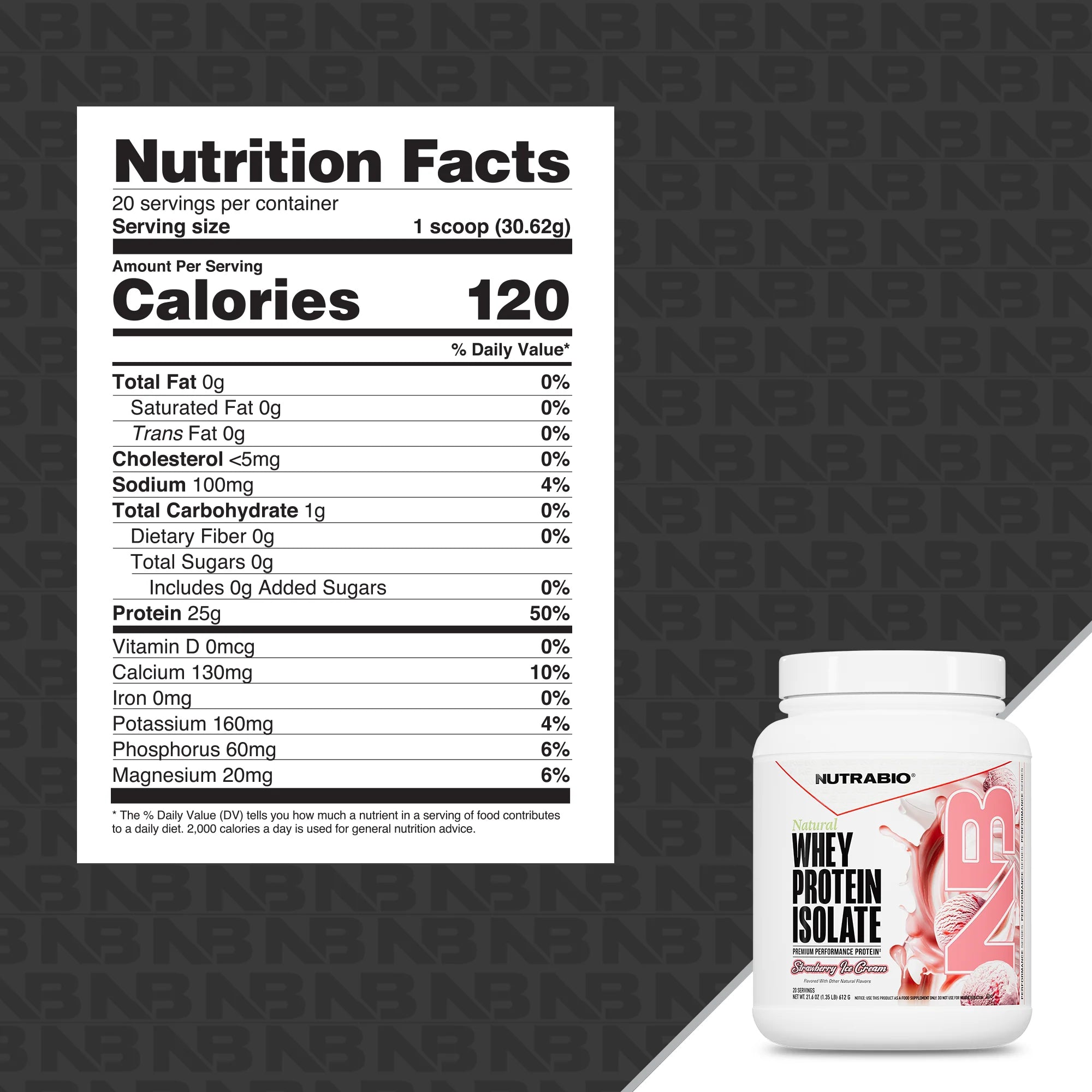 NutraBio Natural Whey Protein Isolate-N101 Nutrition