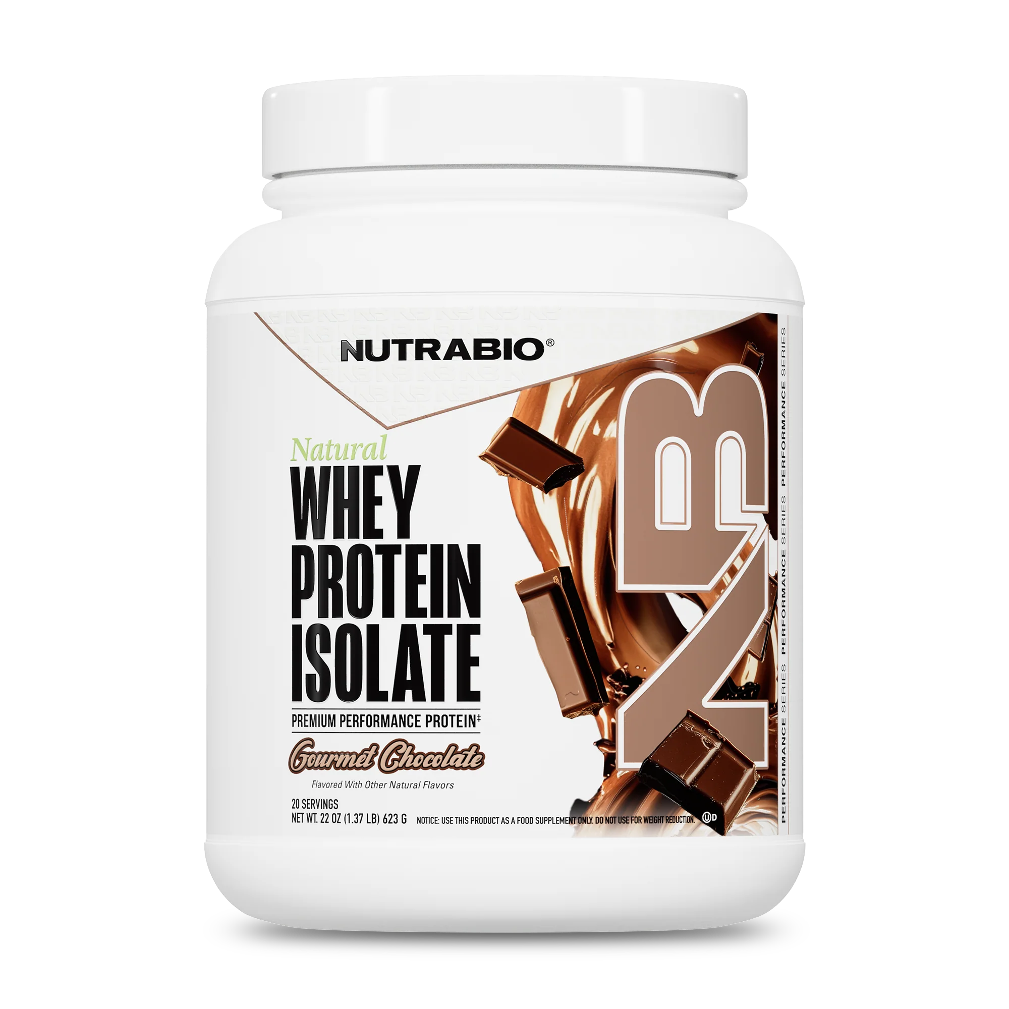 NutraBio Natural Whey Protein Isolate-20 servings-Gourmet Chocolate-N101 Nutrition