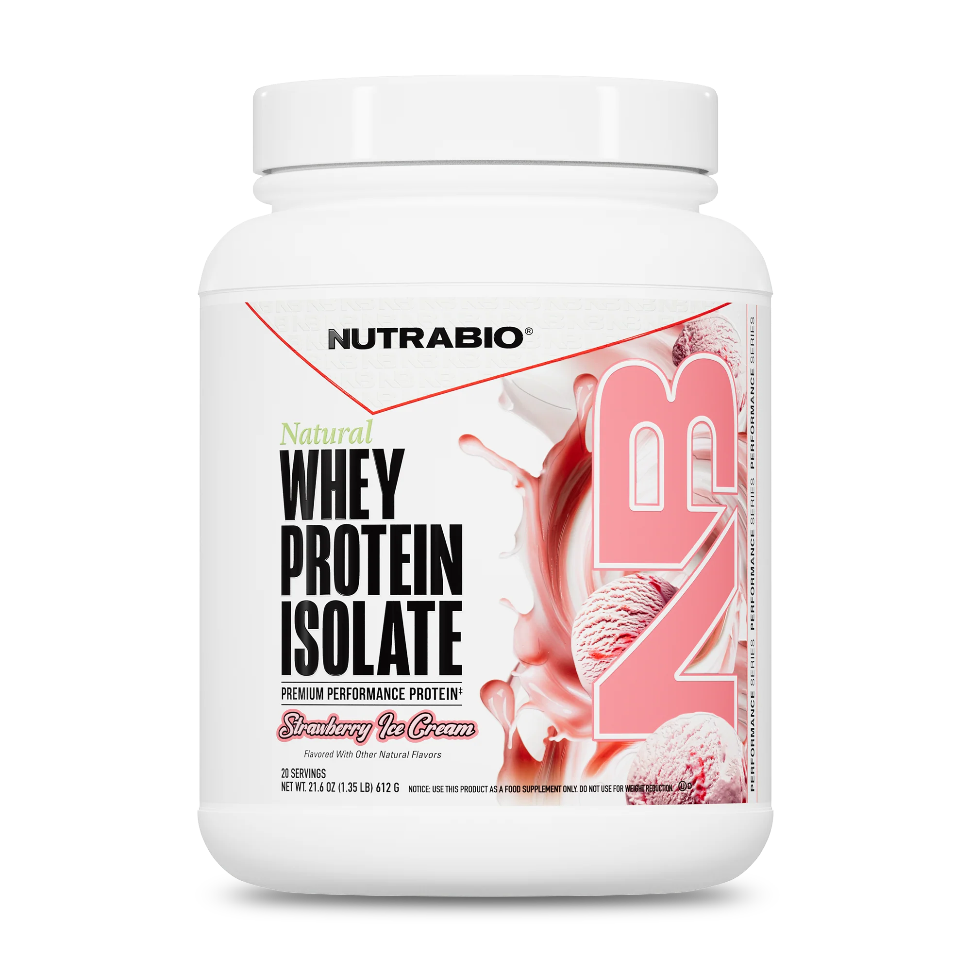 NutraBio Natural Whey Protein Isolate-20 servings-Strawberry Ice Cream-N101 Nutrition