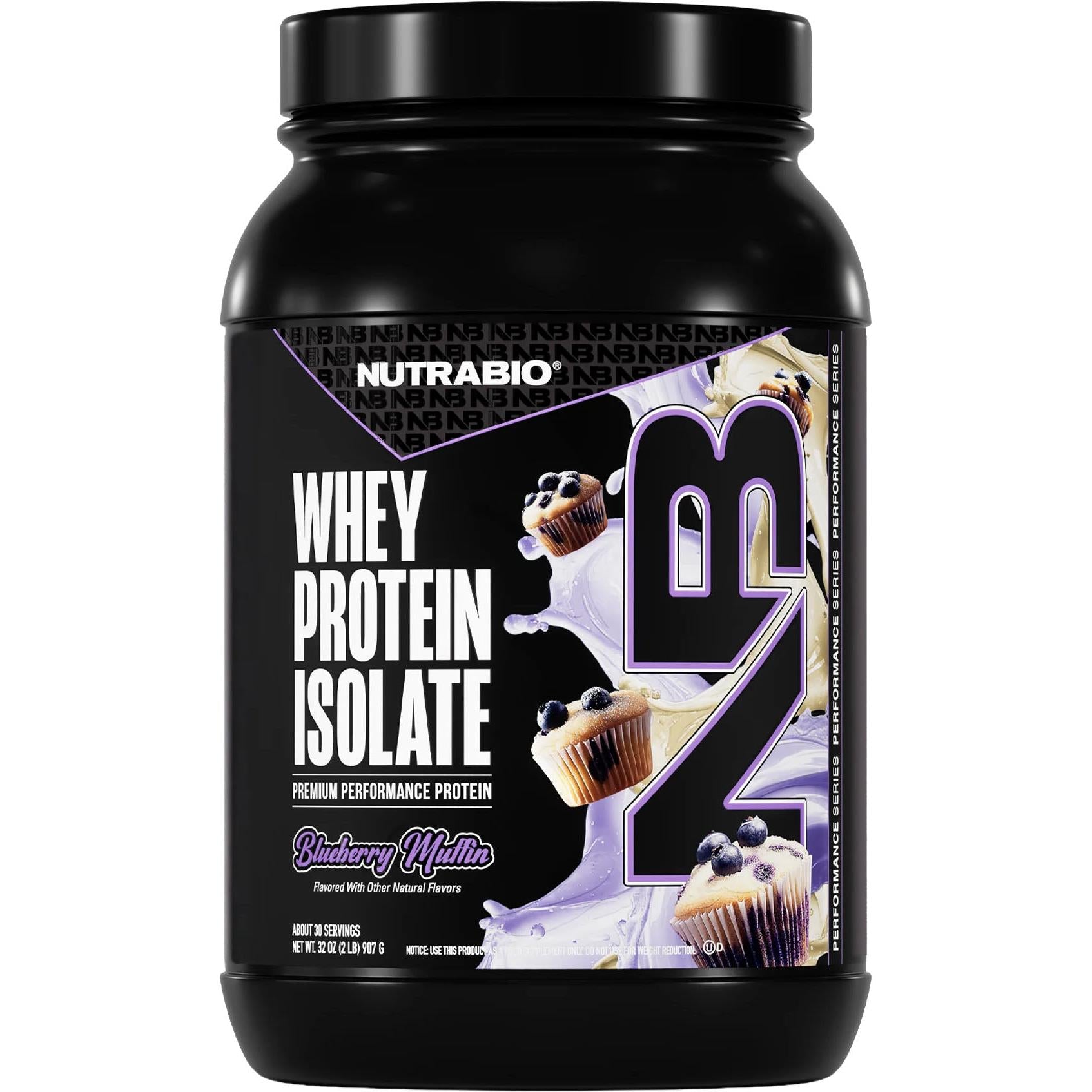 NutraBio Whey Protein Isolate-2 lbs-Blueberry Muffin-N101 Nutrition