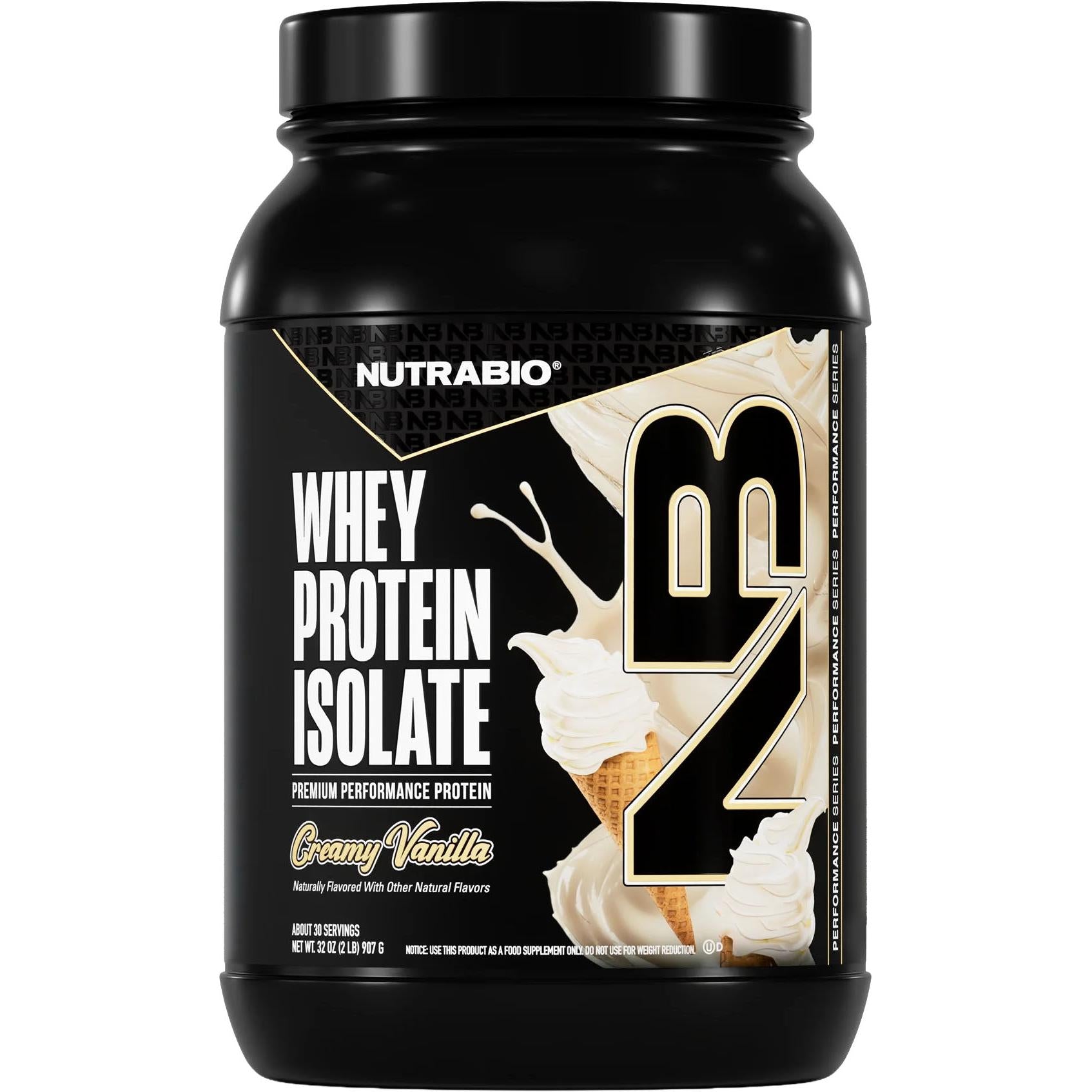 NutraBio Whey Protein Isolate-2 lbs-Creamy Vanilla-N101 Nutrition