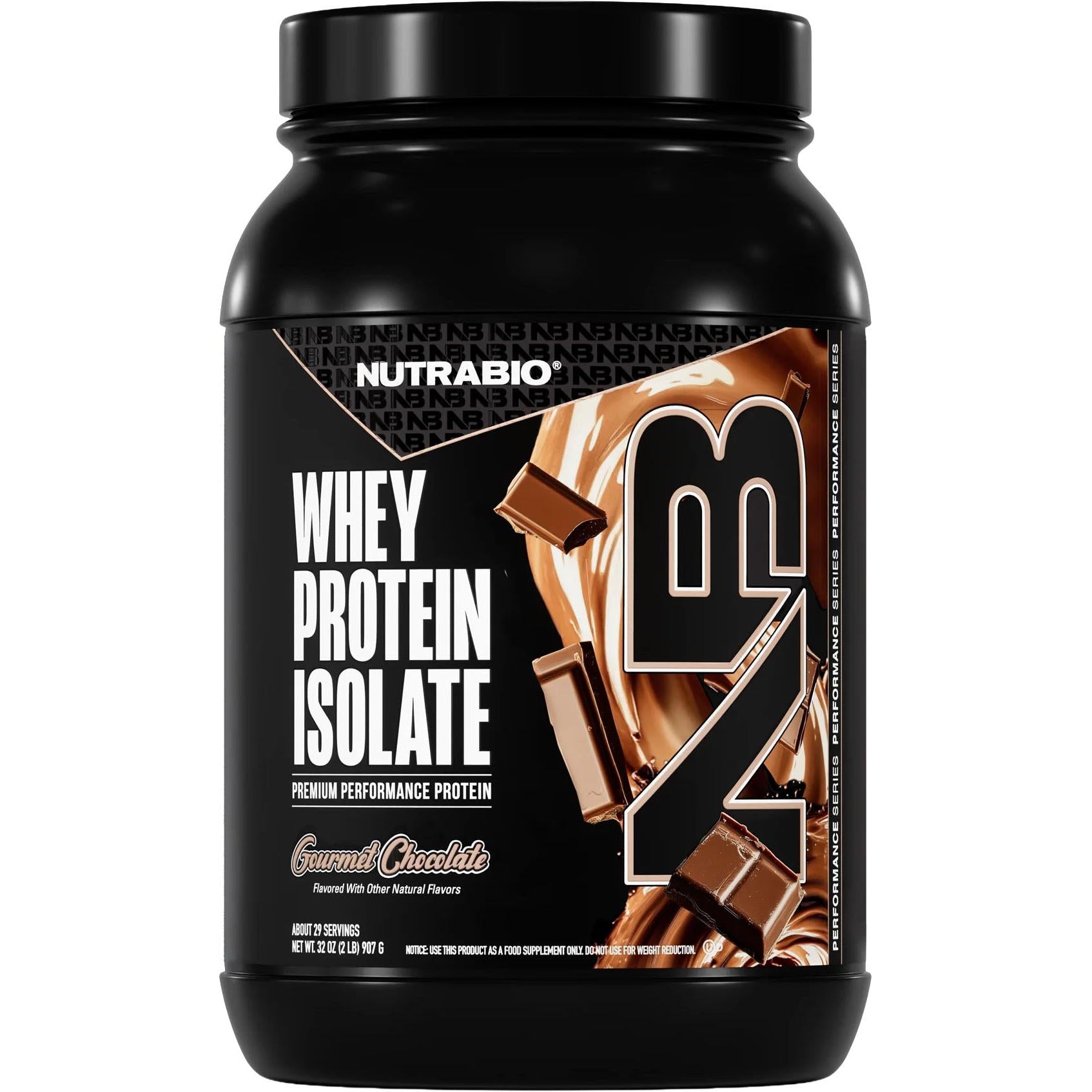 NutraBio Whey Protein Isolate-2 lbs-Gourmet Chocolate-N101 Nutrition