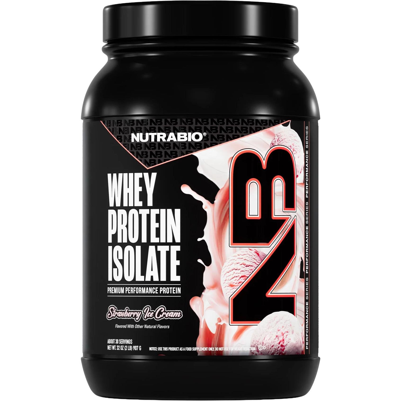 NutraBio Whey Protein Isolate-2 lbs-Strawberry Ice Cream-N101 Nutrition