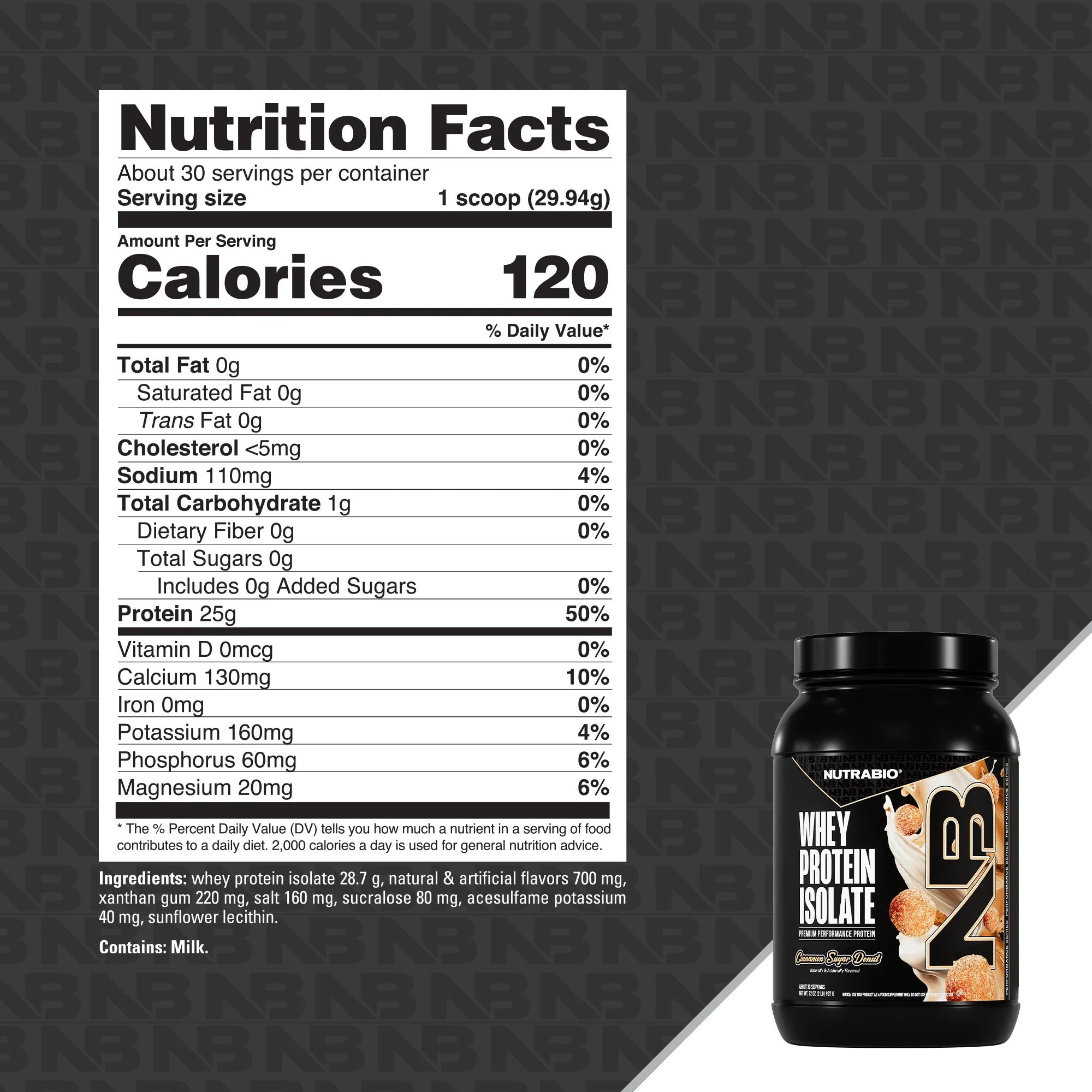 NutraBio Whey Protein Isolate-N101 Nutrition