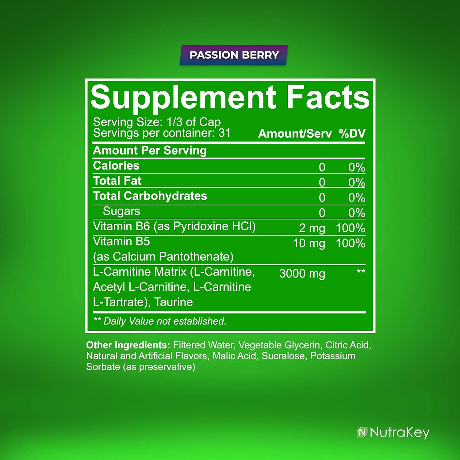 NutraKey L-Carnitine 3000 Liquid-N101 Nutrition