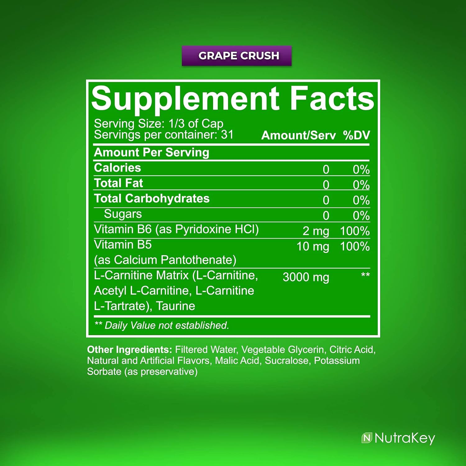 NutraKey L-Carnitine 3000 Liquid-N101 Nutrition
