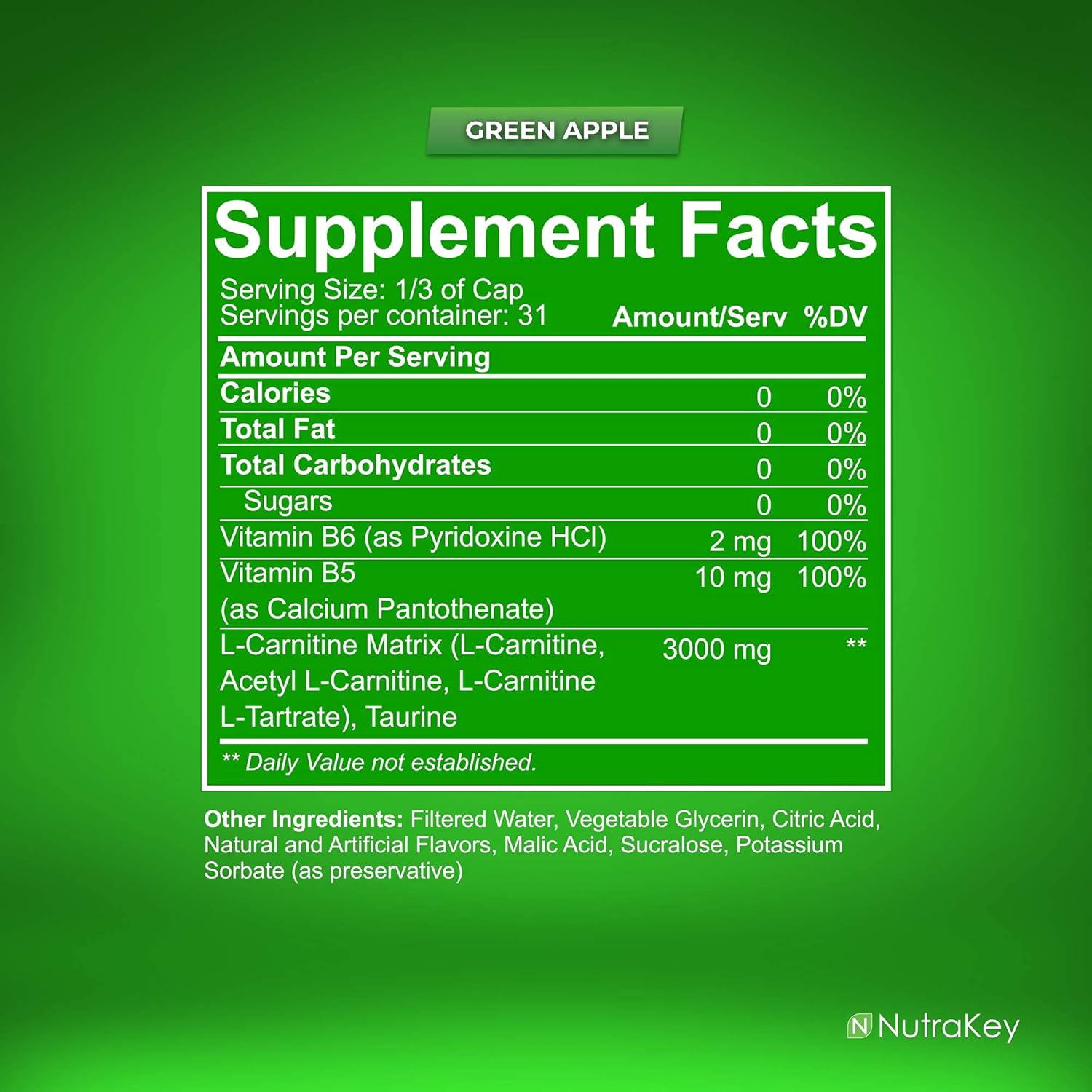 NutraKey L-Carnitine 3000 Liquid-N101 Nutrition
