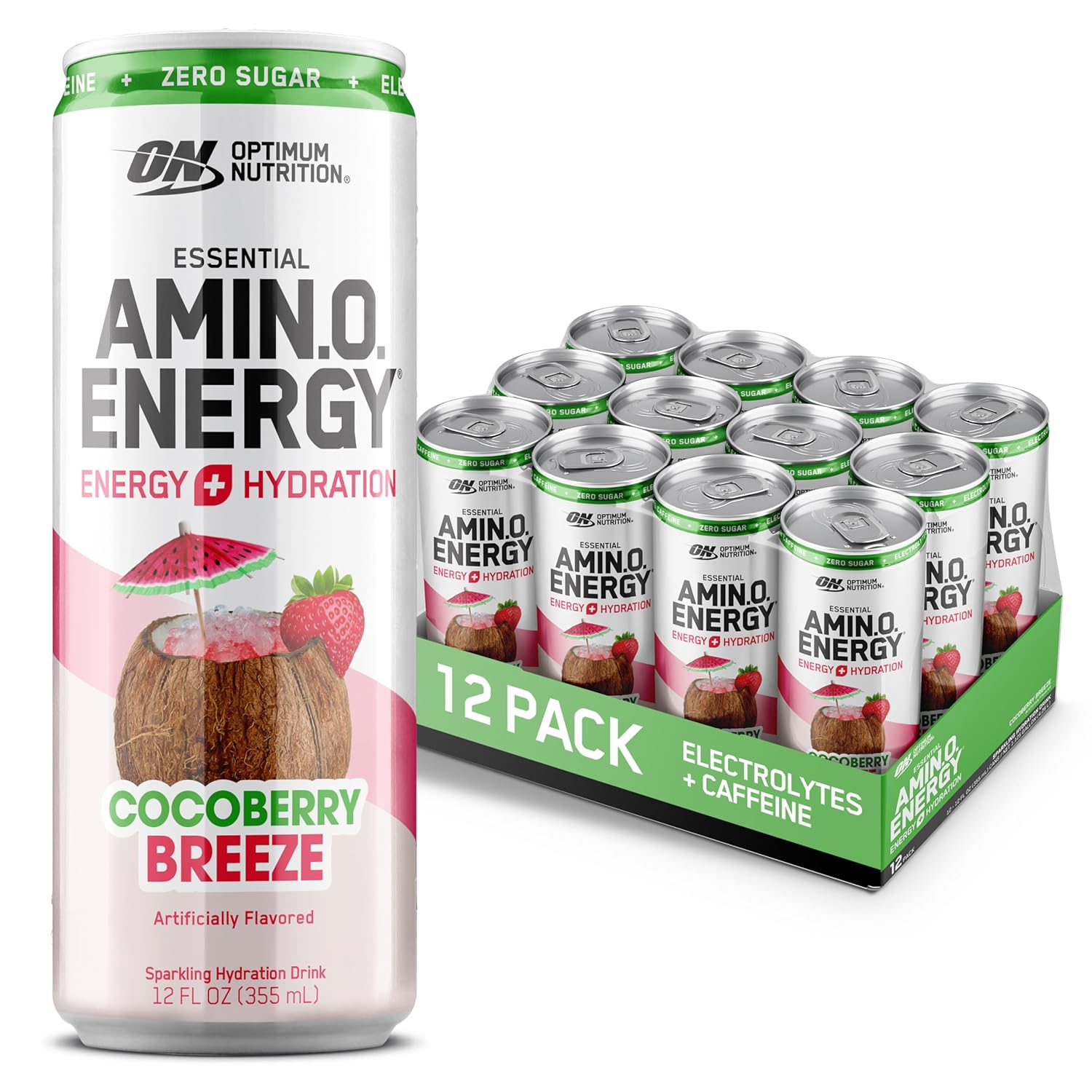 Optimum Nutrition Essential AMIN.O. Energy Sparkling Hydration Drink-Case (12 cans)-Cocoberry Breeze-N101 Nutrition