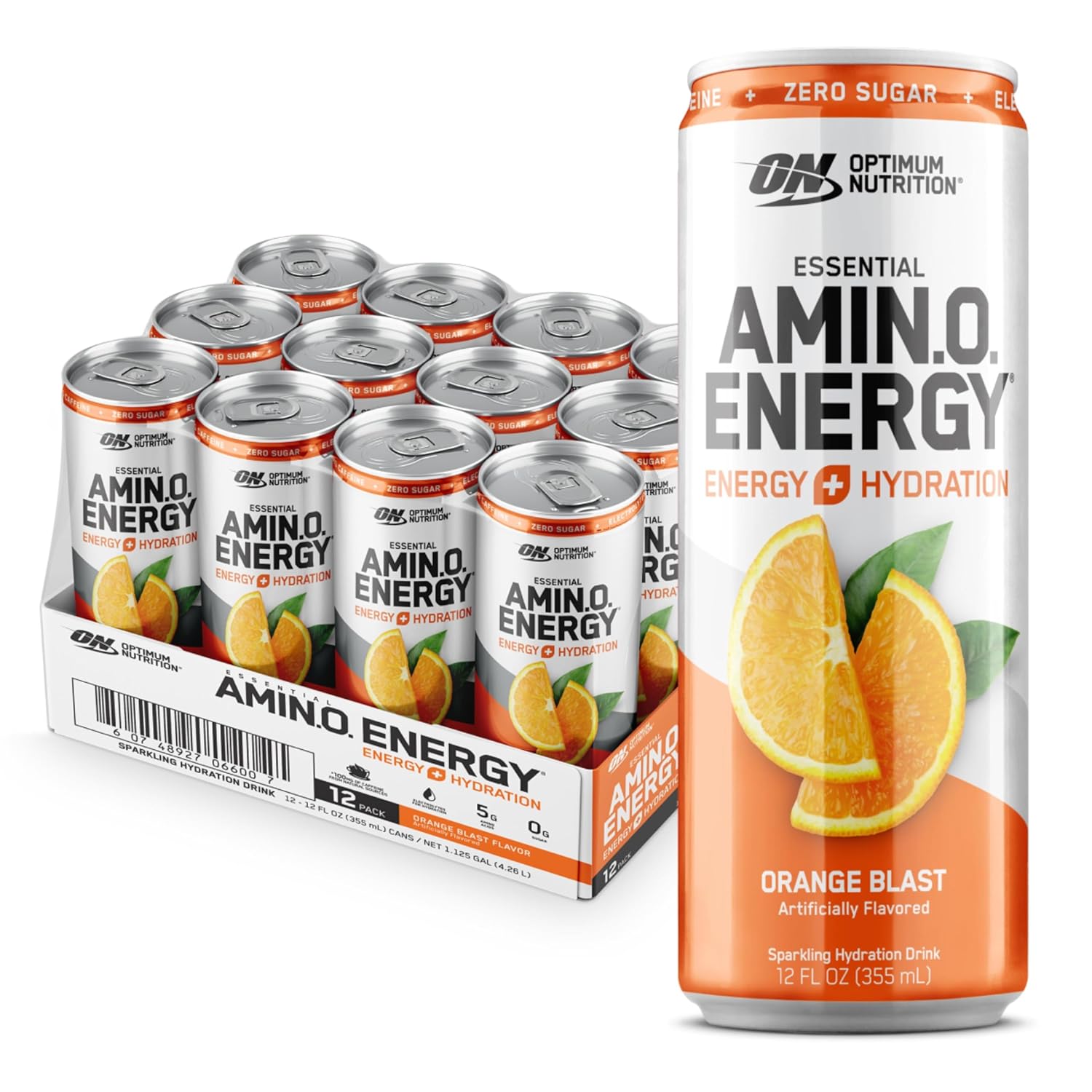 Optimum Nutrition Essential AMIN.O. Energy Sparkling Hydration Drink-Case (12 cans)-Orange Blast-N101 Nutrition