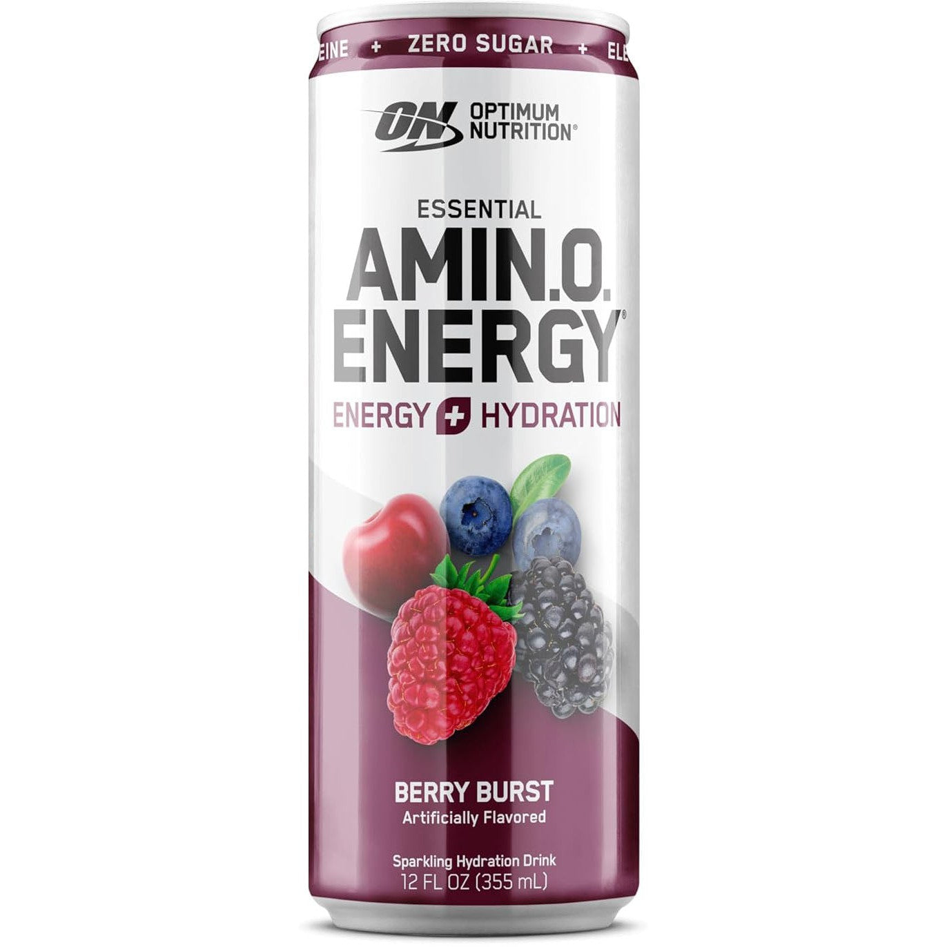 Optimum Nutrition Essential AMIN.O. Energy Sparkling Hydration Drink-Single (12 fl oz)-Berry Burst-N101 Nutrition