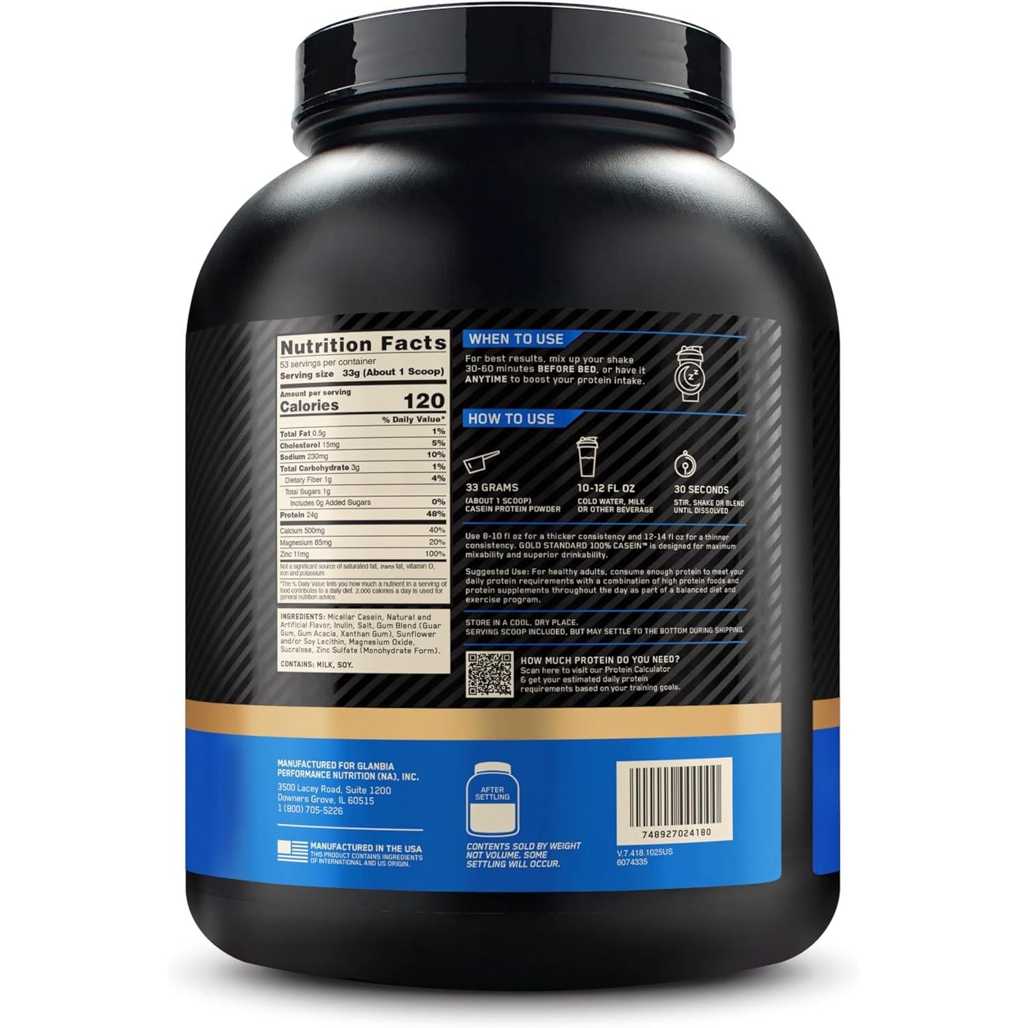 Optimum Nutrition Gold Standard 100% Casein Protein-N101 Nutrition