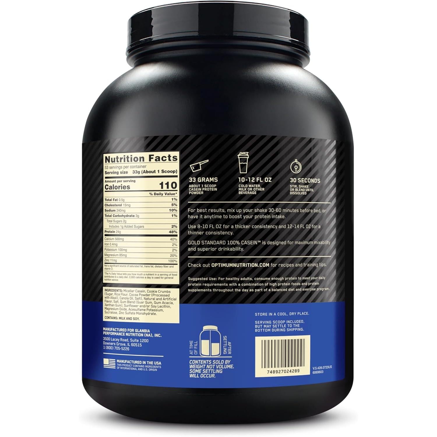 Optimum Nutrition Gold Standard 100% Casein Protein-N101 Nutrition