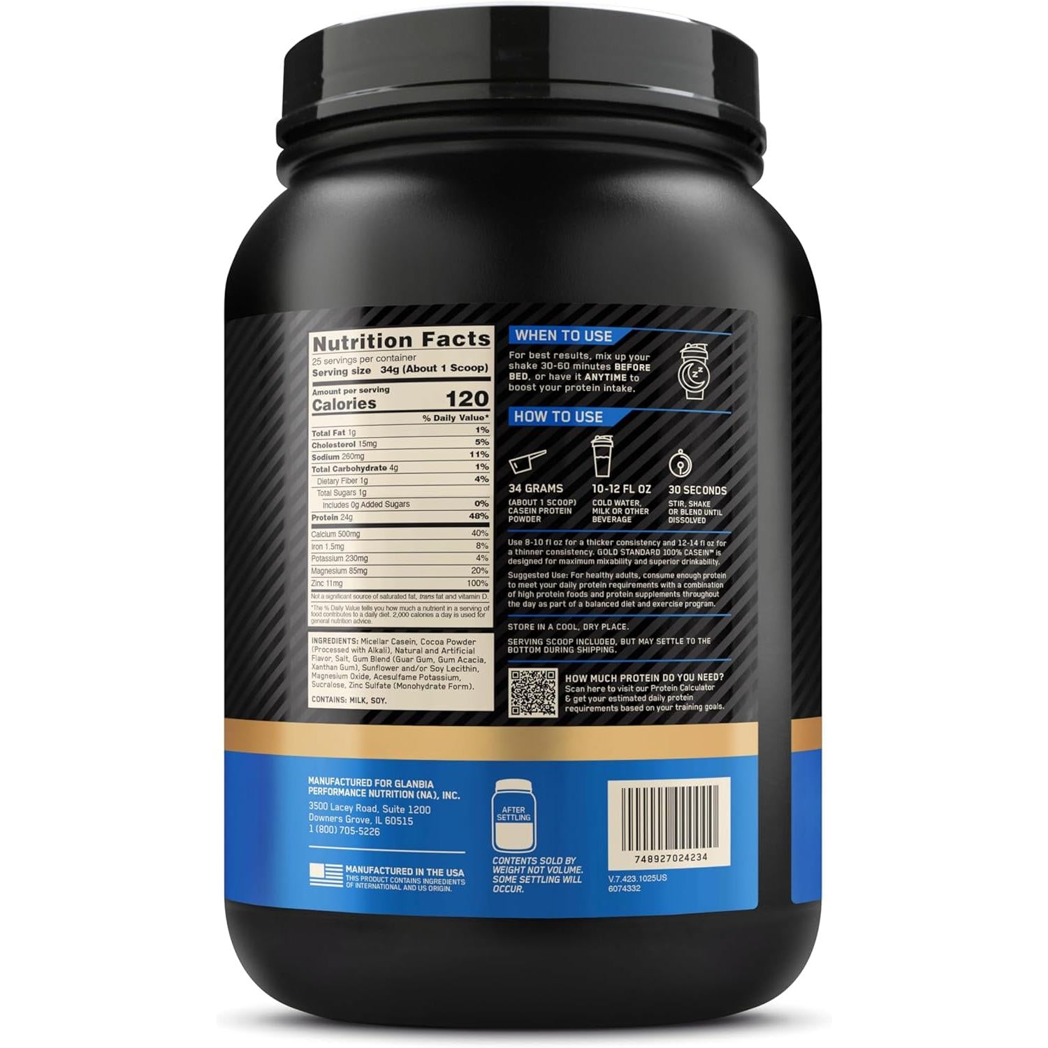 Optimum Nutrition Gold Standard 100% Casein Protein-N101 Nutrition