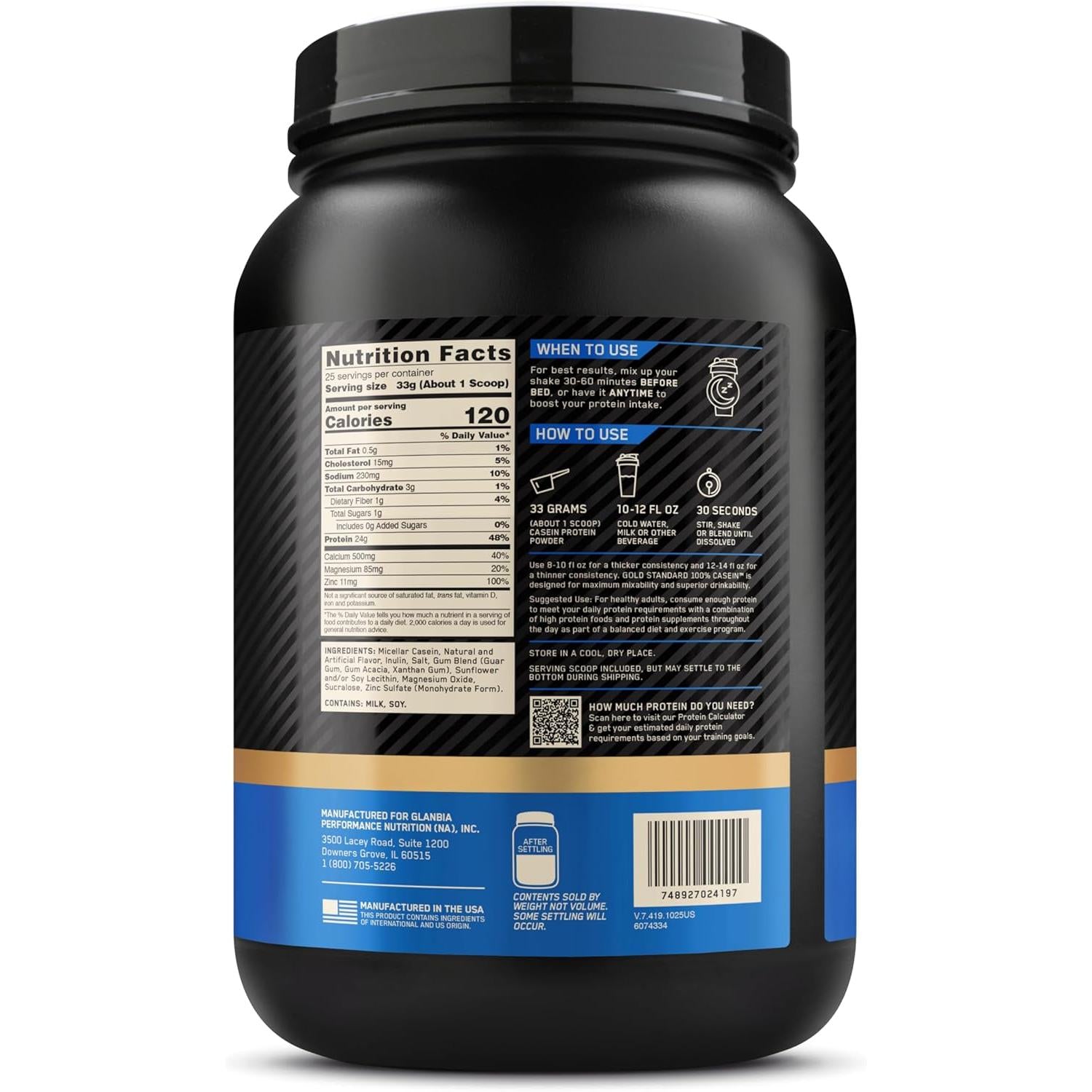 Optimum Nutrition Gold Standard 100% Casein Protein-N101 Nutrition