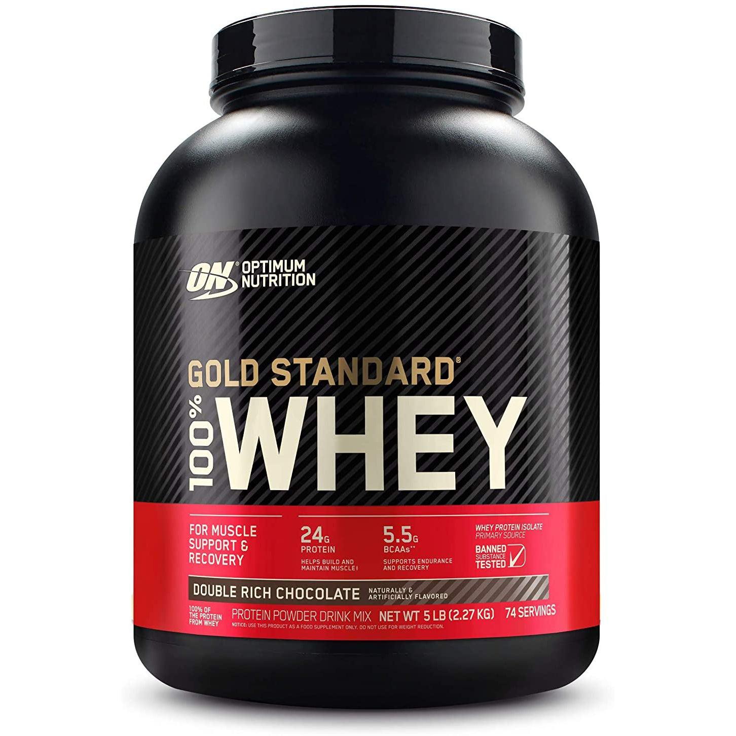 Optimum Nutrition Gold Standard 100% Whey-5 lbs-Double Rich Chocolate-N101 Nutrition