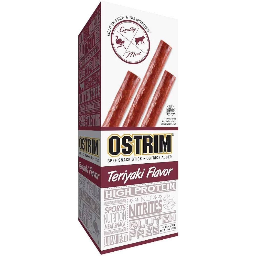 Ostrim Sticks-Box (10 sticks)-Teriyaki Beef & Ostrich-N101 Nutrition