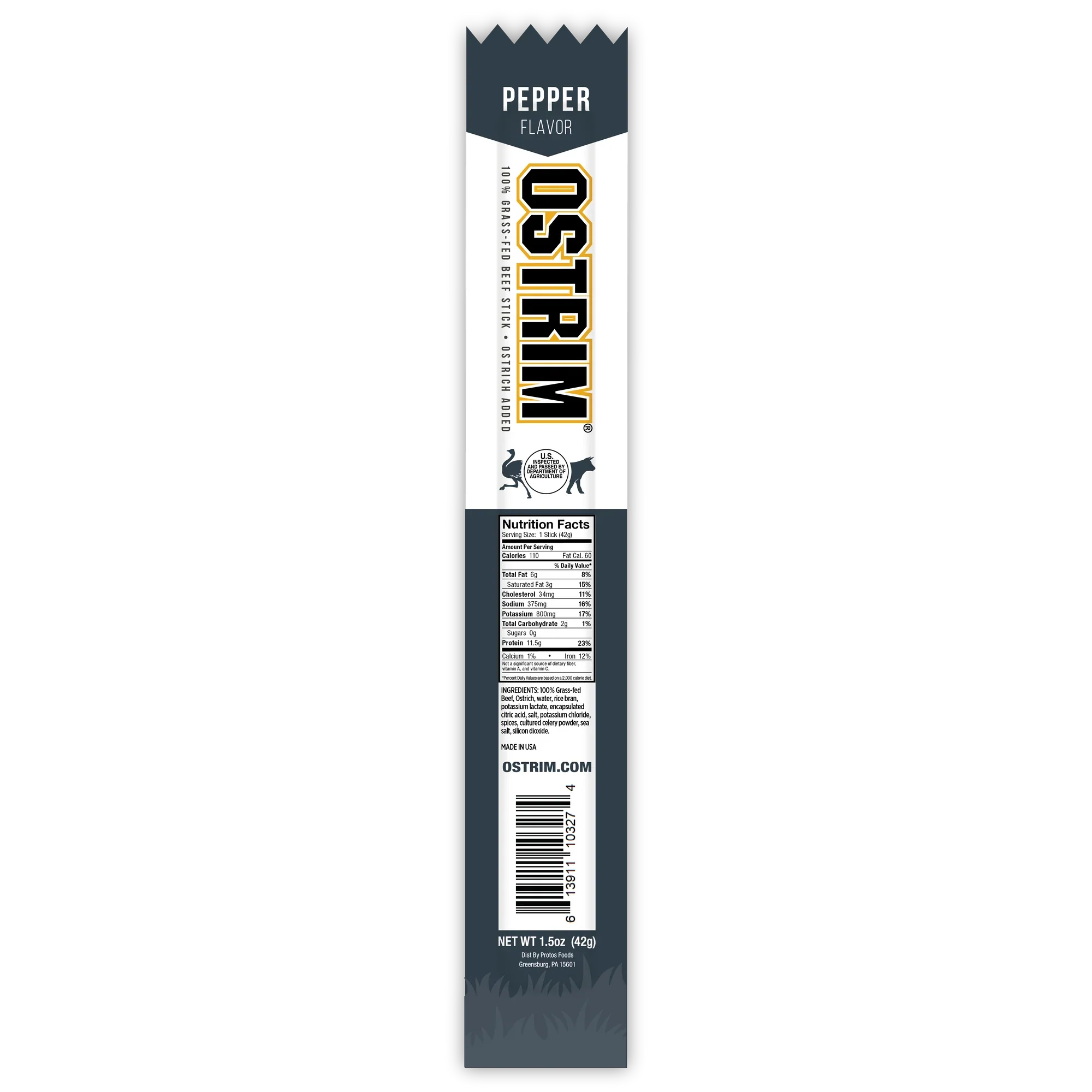 Ostrim Sticks-Pepper Beef & Ostrich-Single-N101 Nutrition