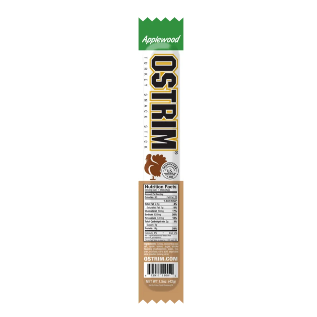 Ostrim Sticks-Single-Applewood Turkey-N101 Nutrition