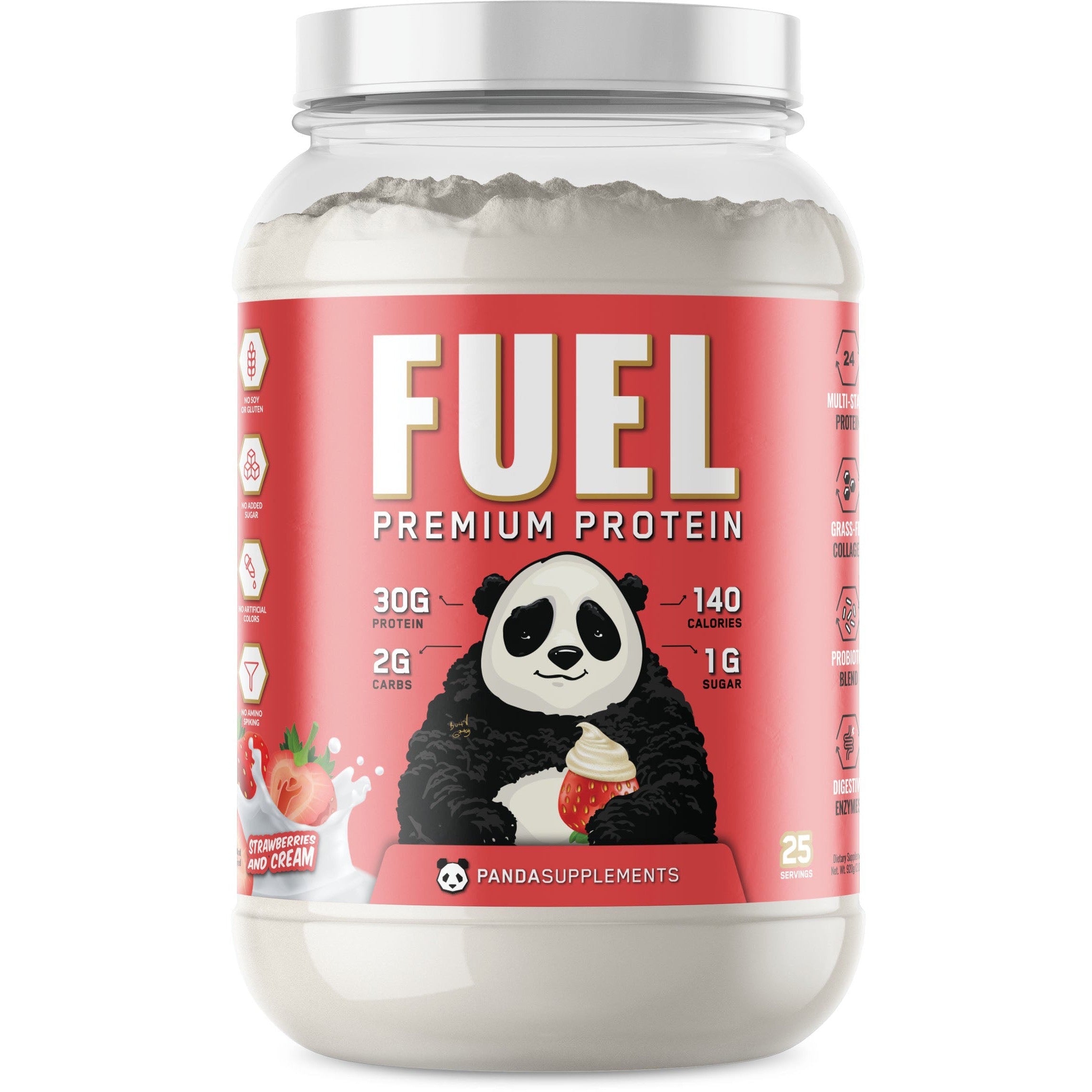 Panda Supplements FUEL Premium Protein-25 servings-Strawberries and Cream-N101 Nutrition