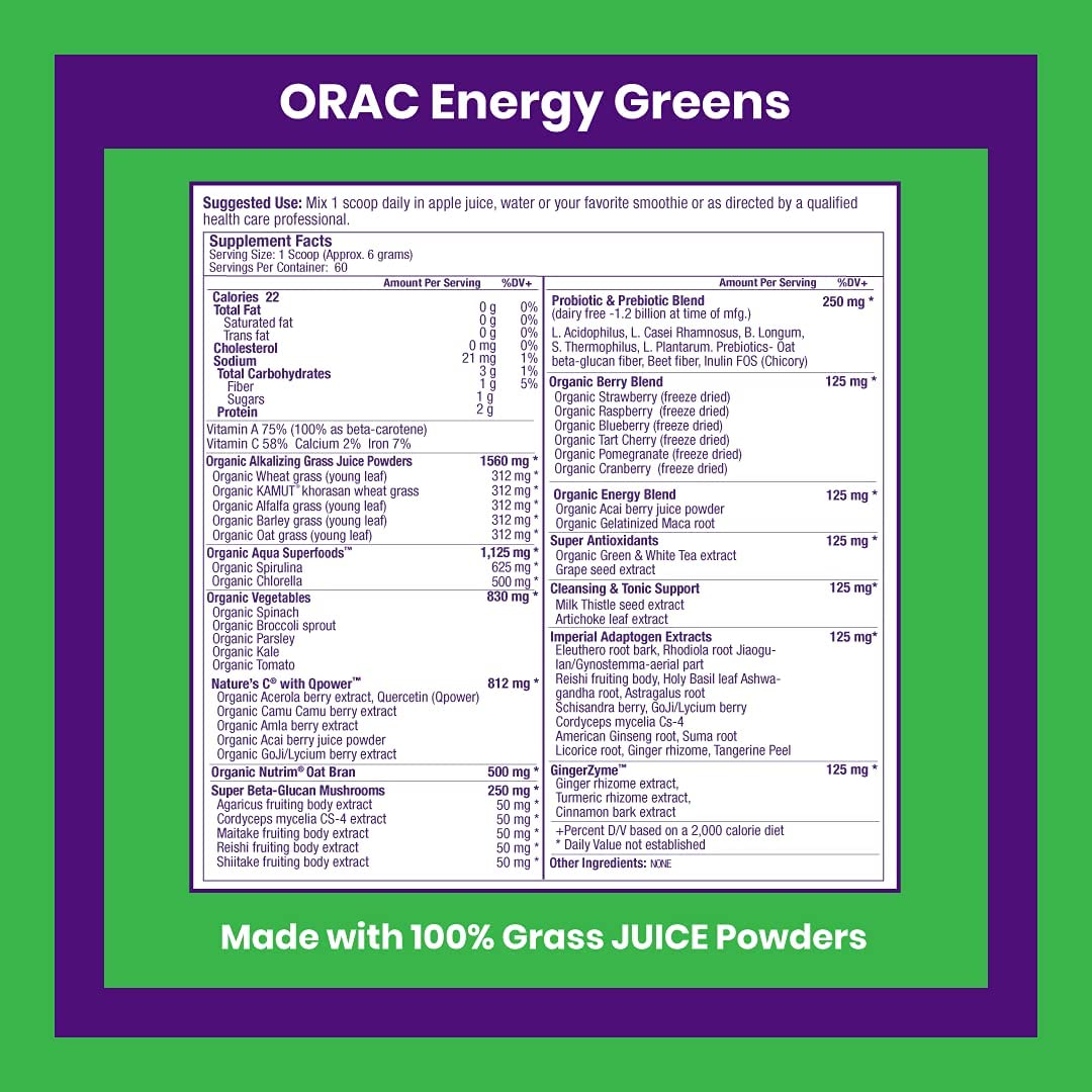 Paradise ORAC-Energy Greens-N101 Nutrition