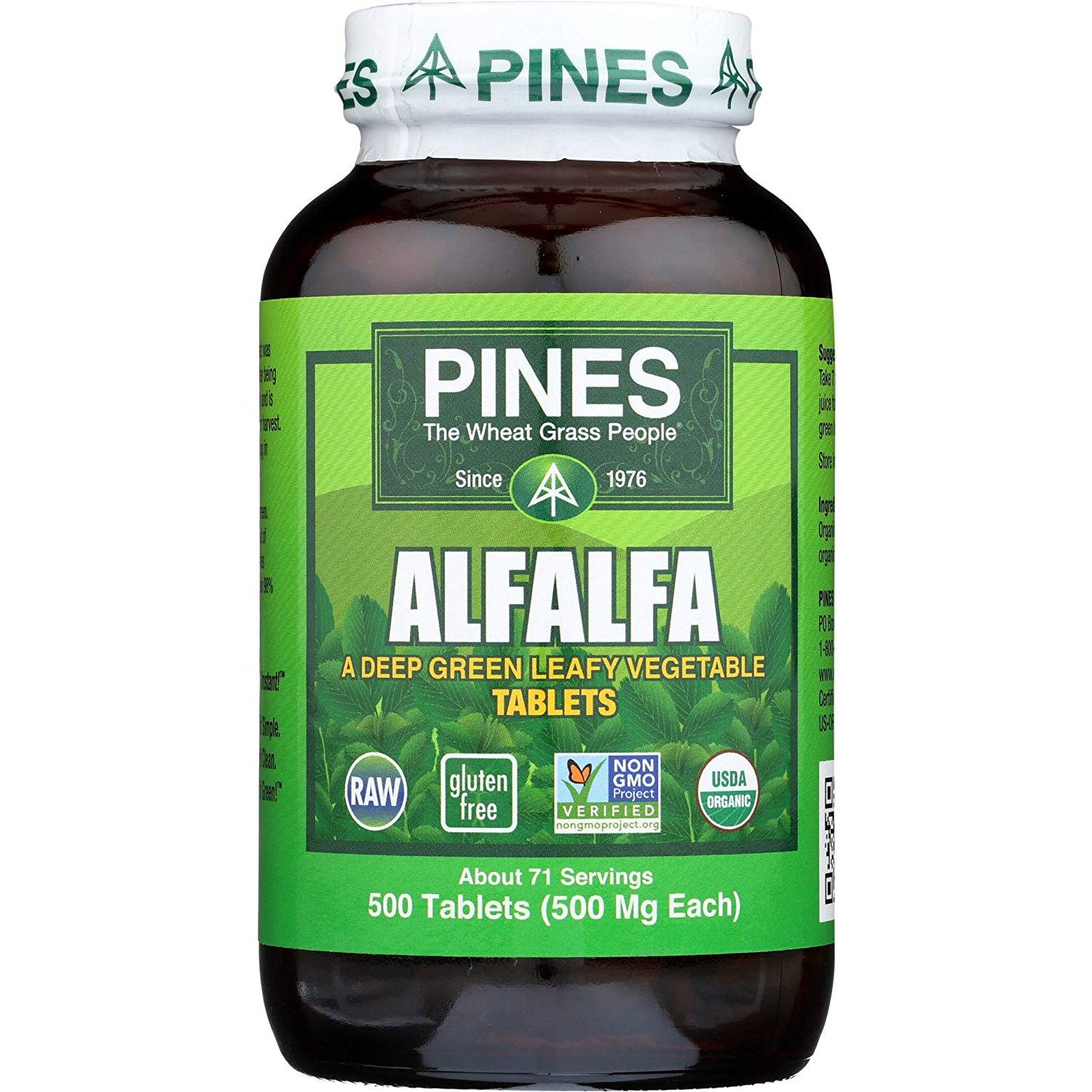 Pines Alfalfa Tablets (EXP 09/2029 - FINAL SALE / NO RETURNS)-500 tablets-N101 Nutrition
