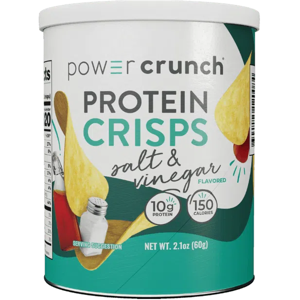 Power Crunch Protein Crisps-8 cans (2.1 oz)-Salt & Vinegar-N101 Nutrition