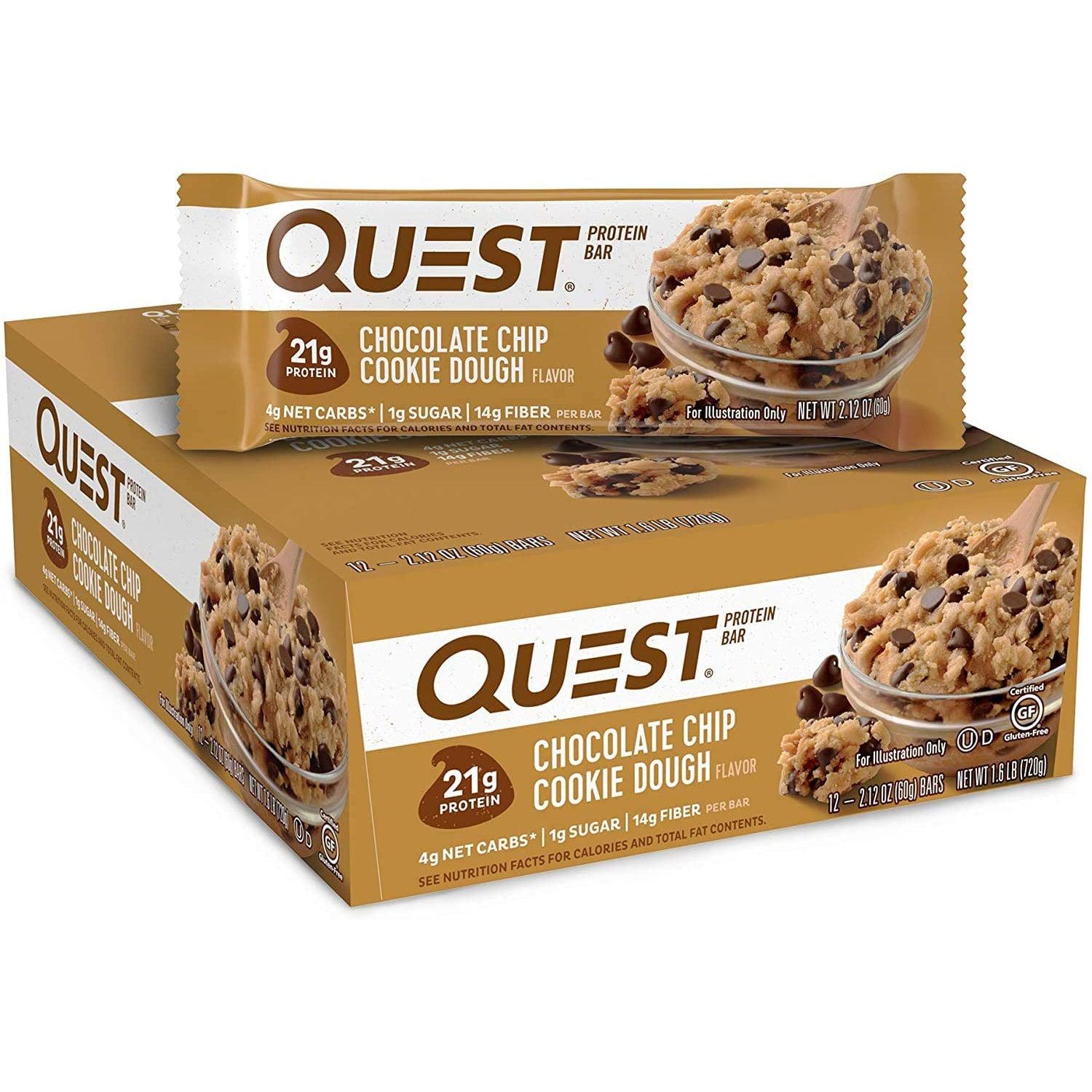 Quest Protein Bars-Box (12 bars)-Chocolate Chip Cookie Dough-N101 Nutrition